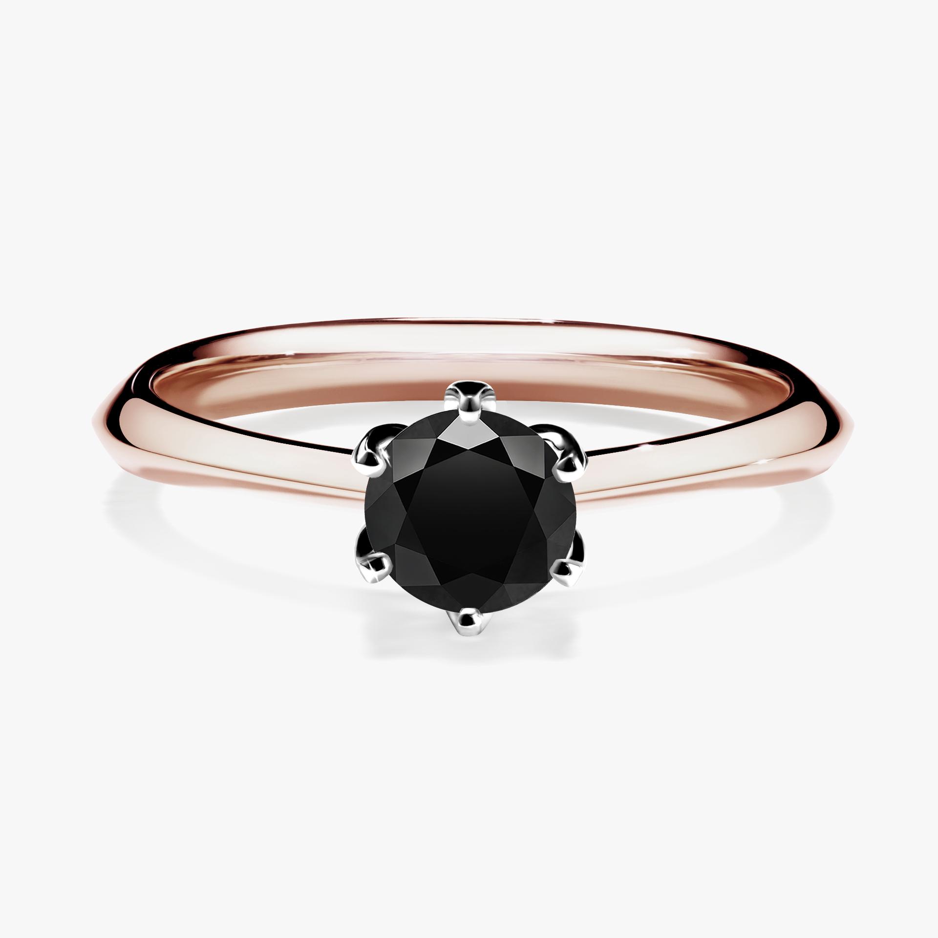 Pierscionek zareczynowy z diamentem czarny 050 CT z rozowego zlota my daisy 01