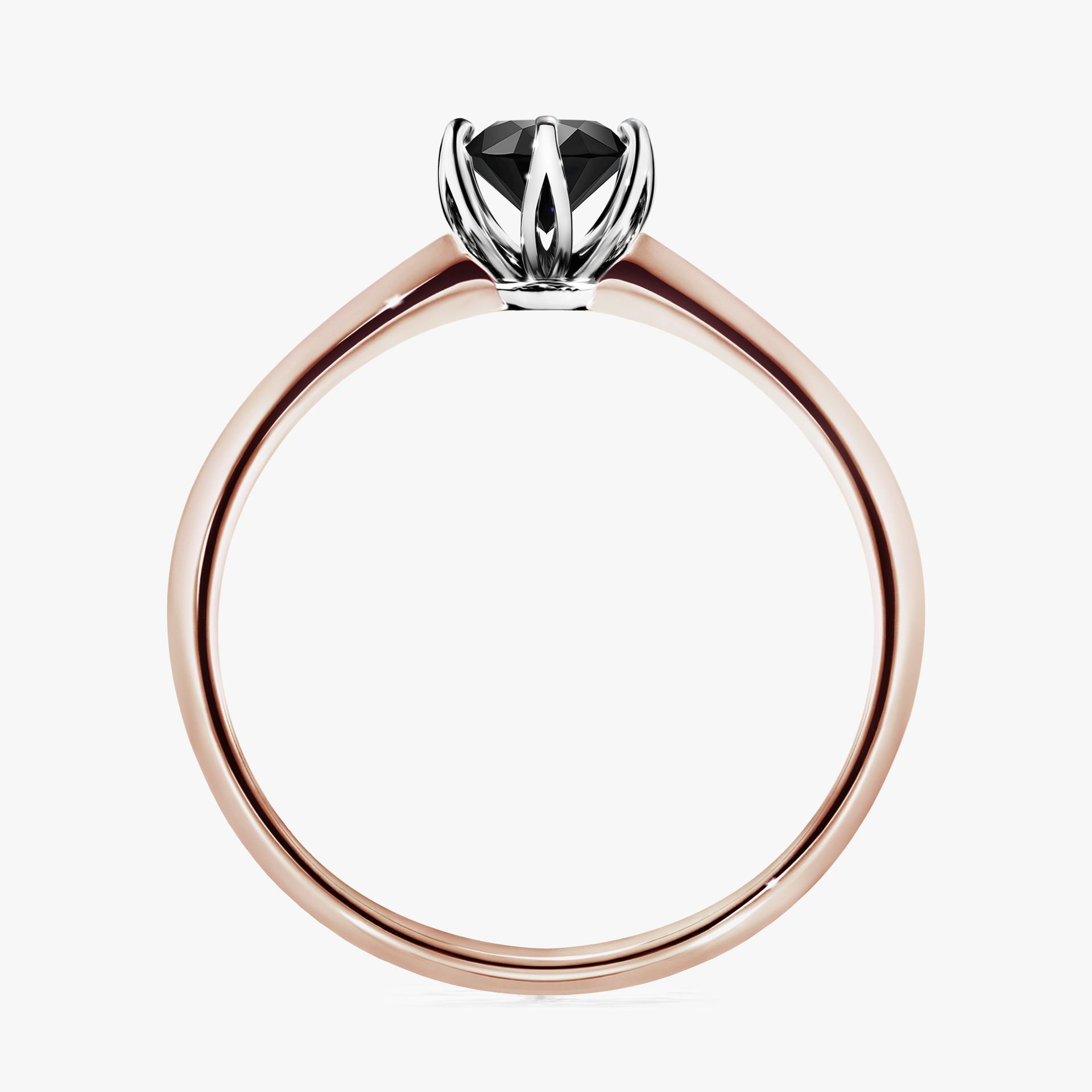 Pierscionek zareczynowy z diamentem czarny 050 CT z rozowego zlota my daisy 02