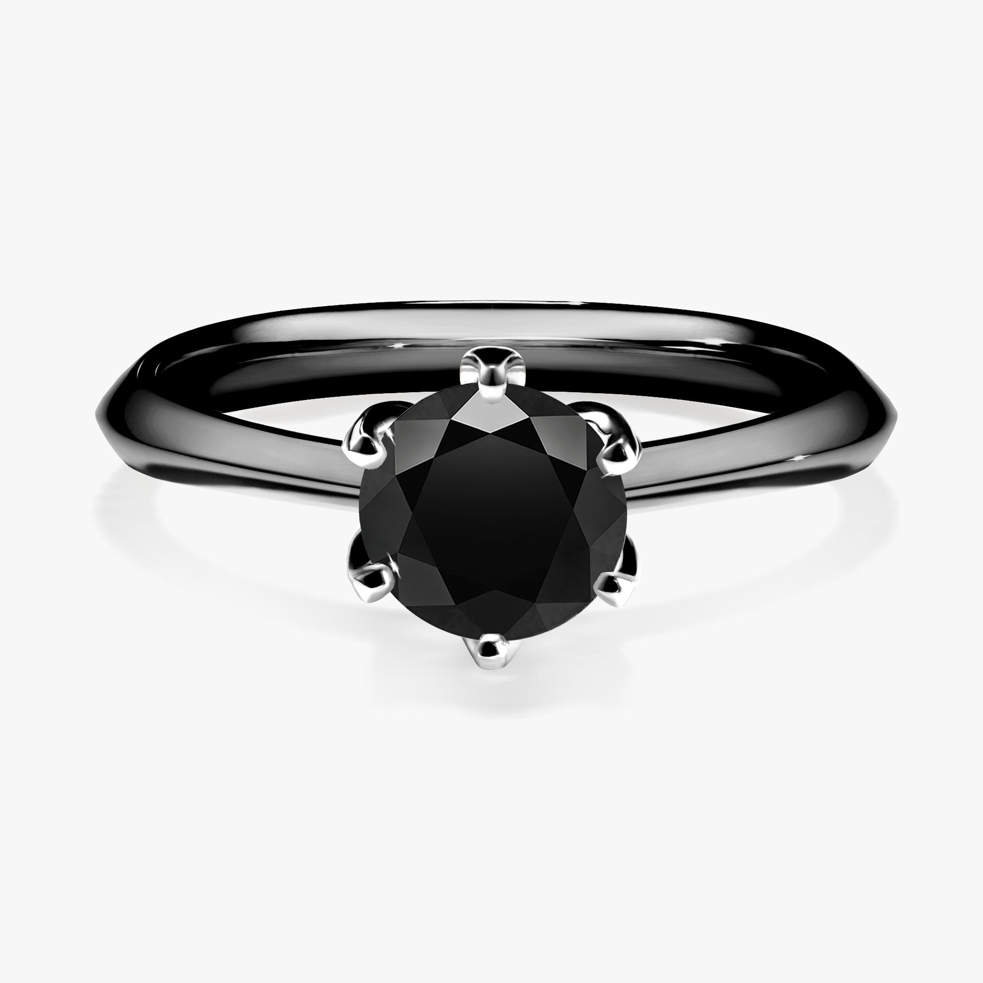 Pierscionek zareczynowy z diamentem czarny 080 CT z czarnego zlota my daisy 01