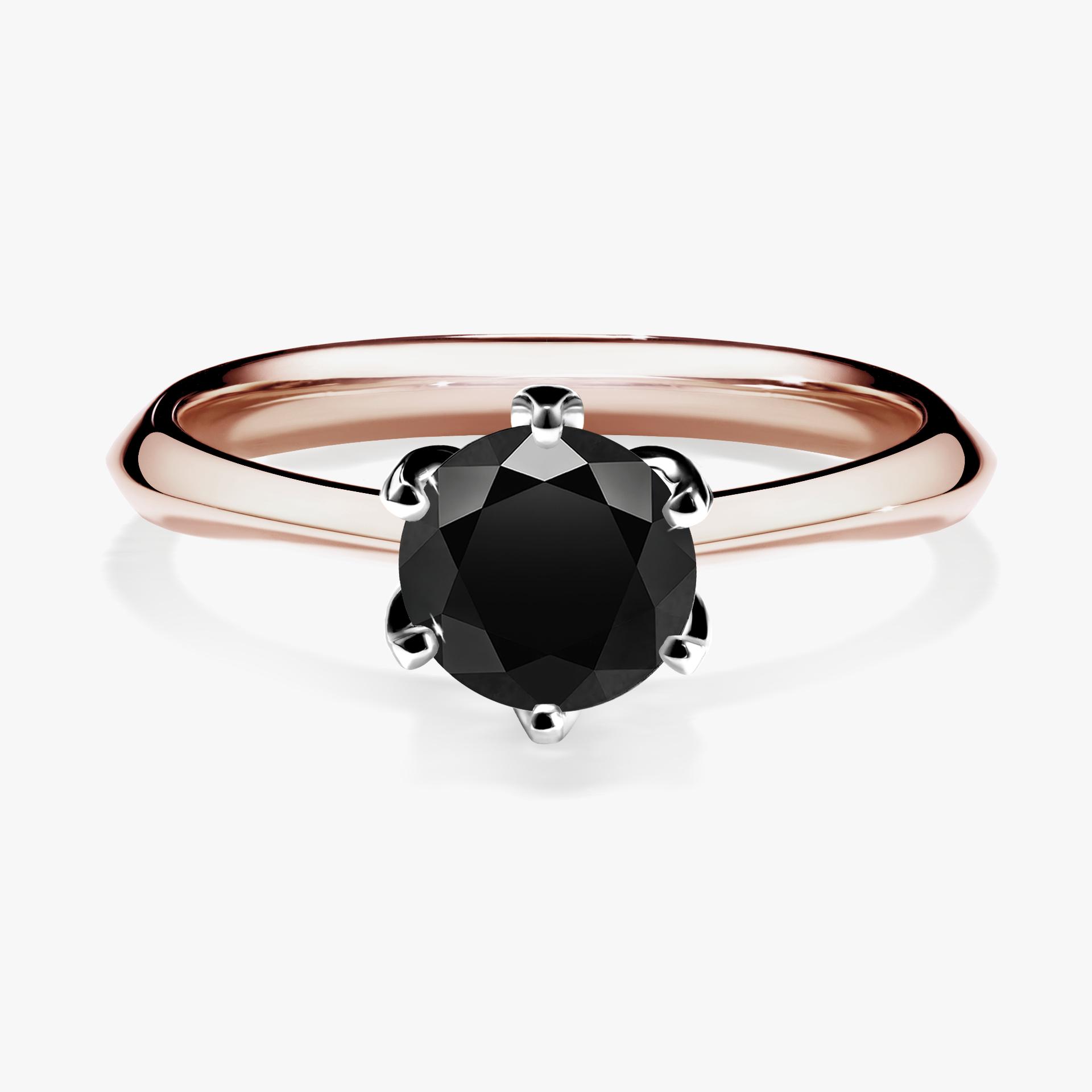 Pierscionek zareczynowy z diamentem czarny 080 CT z rozowego zlota my daisy 01