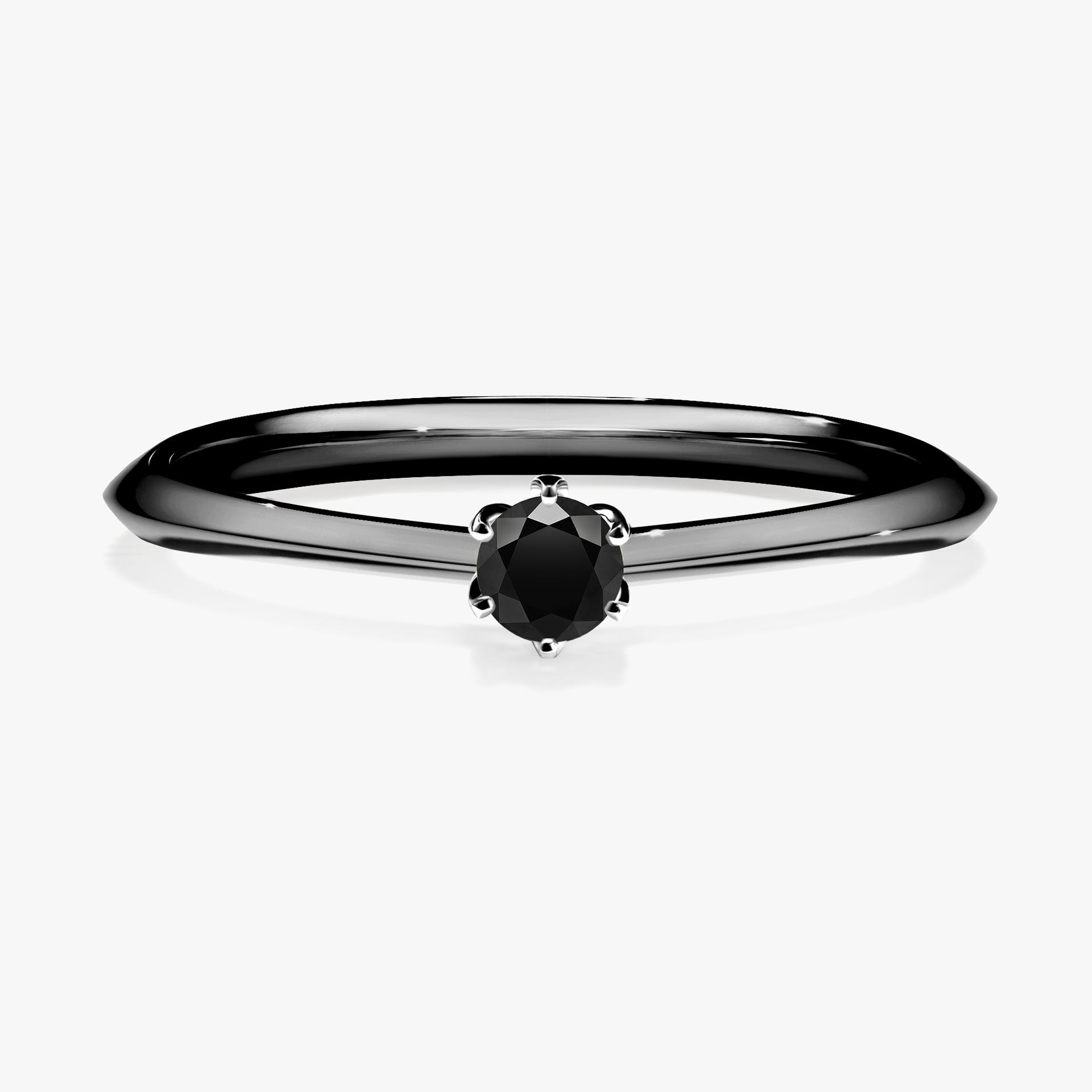 Pierscionek zareczynowy z diamentem czarnym 010 CT z czarnego zlota my daisy 01