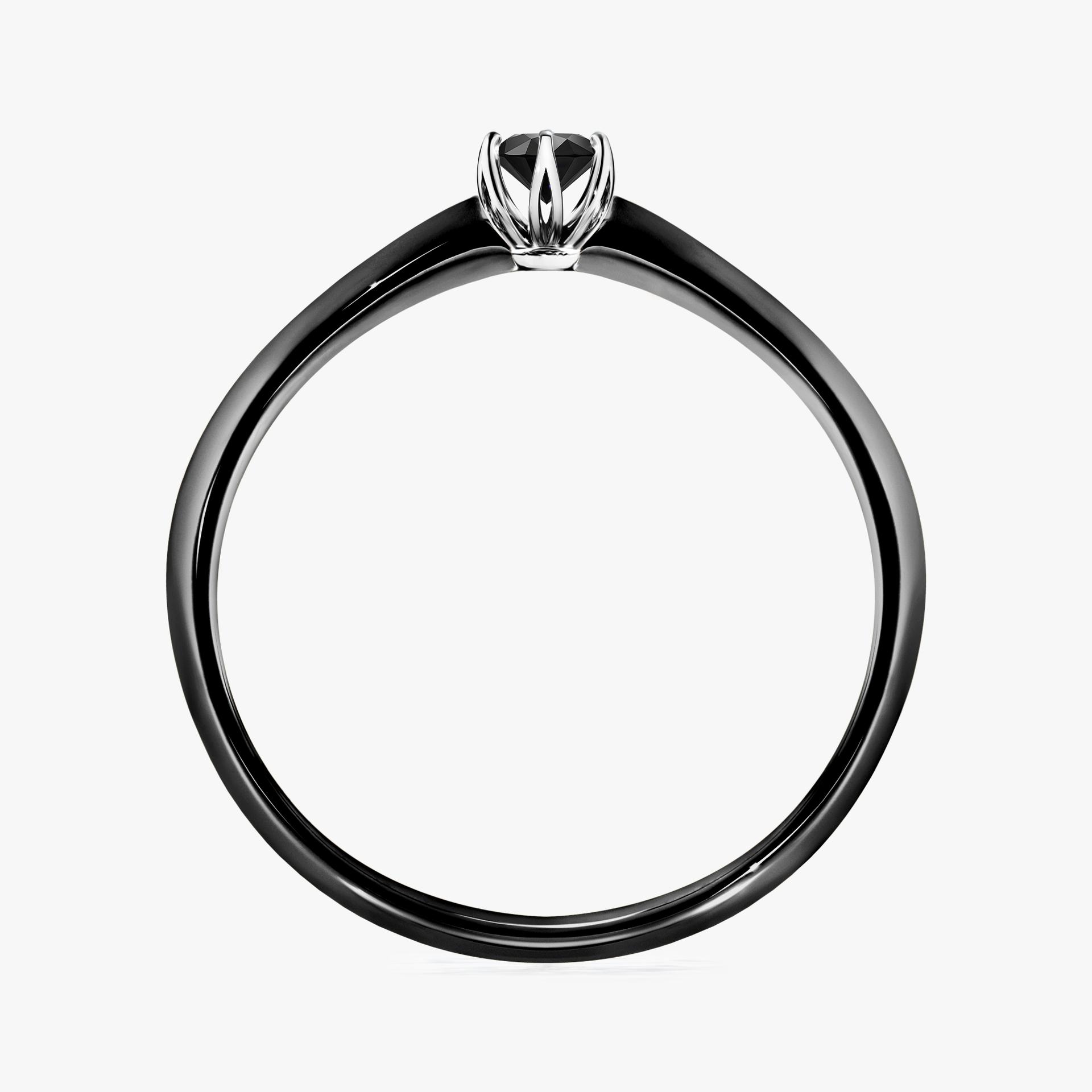 Pierscionek zareczynowy z diamentem czarnym 010 CT z czarnego zlota my daisy 02