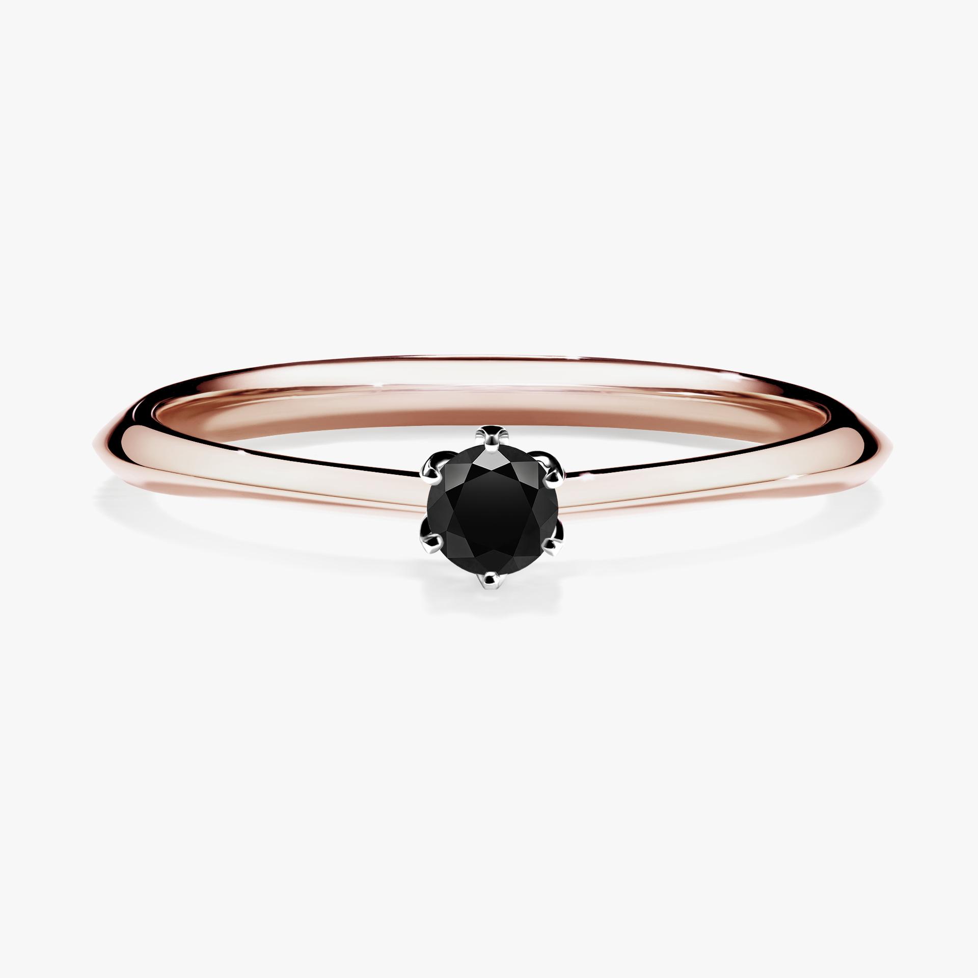 Pierscionek zareczynowy z diamentem czarnym 010 CT z rozowego zlota my daisy 01