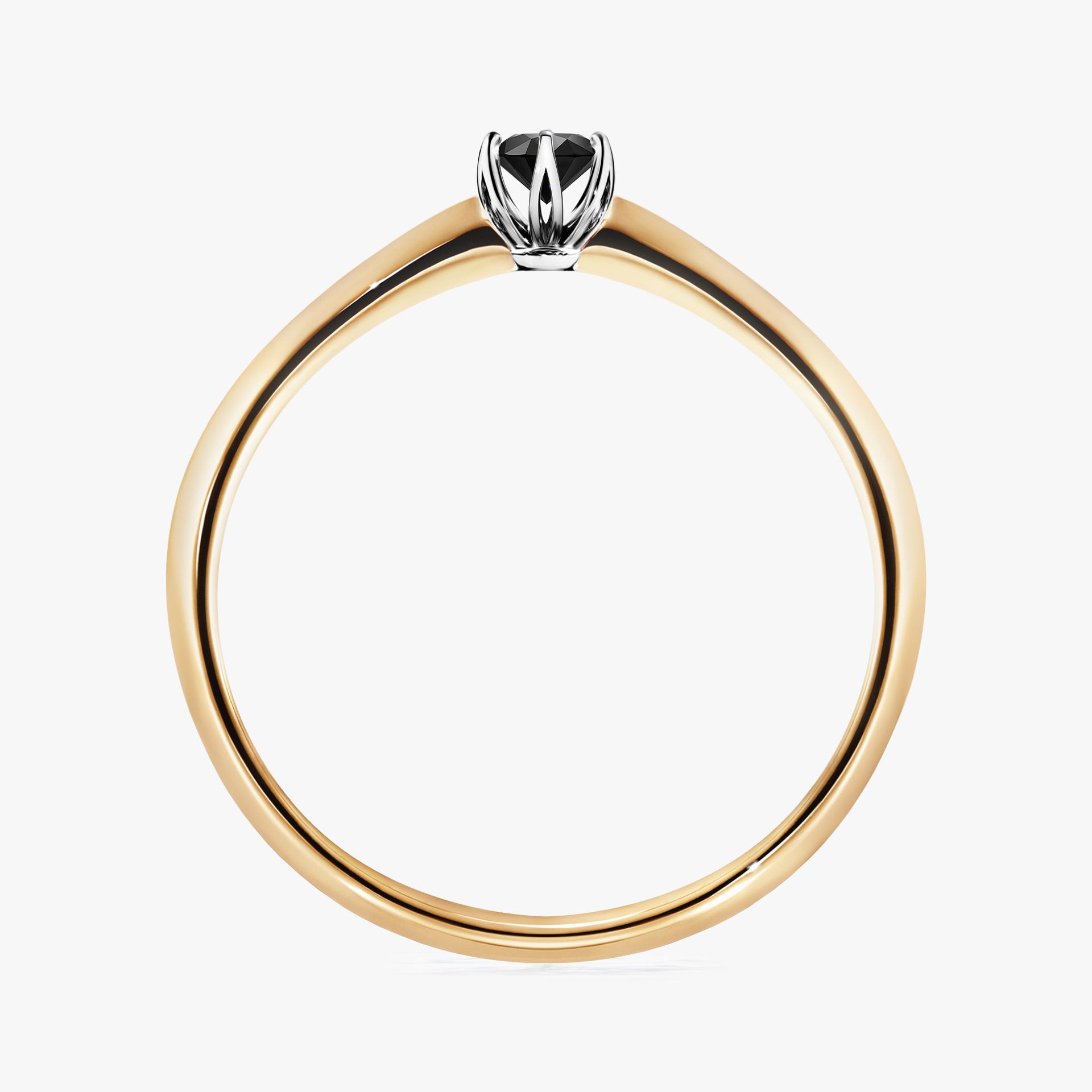 Pierscionek zareczynowy z diamentem czarnym 010 CT z zoltego zlota my daisy 02