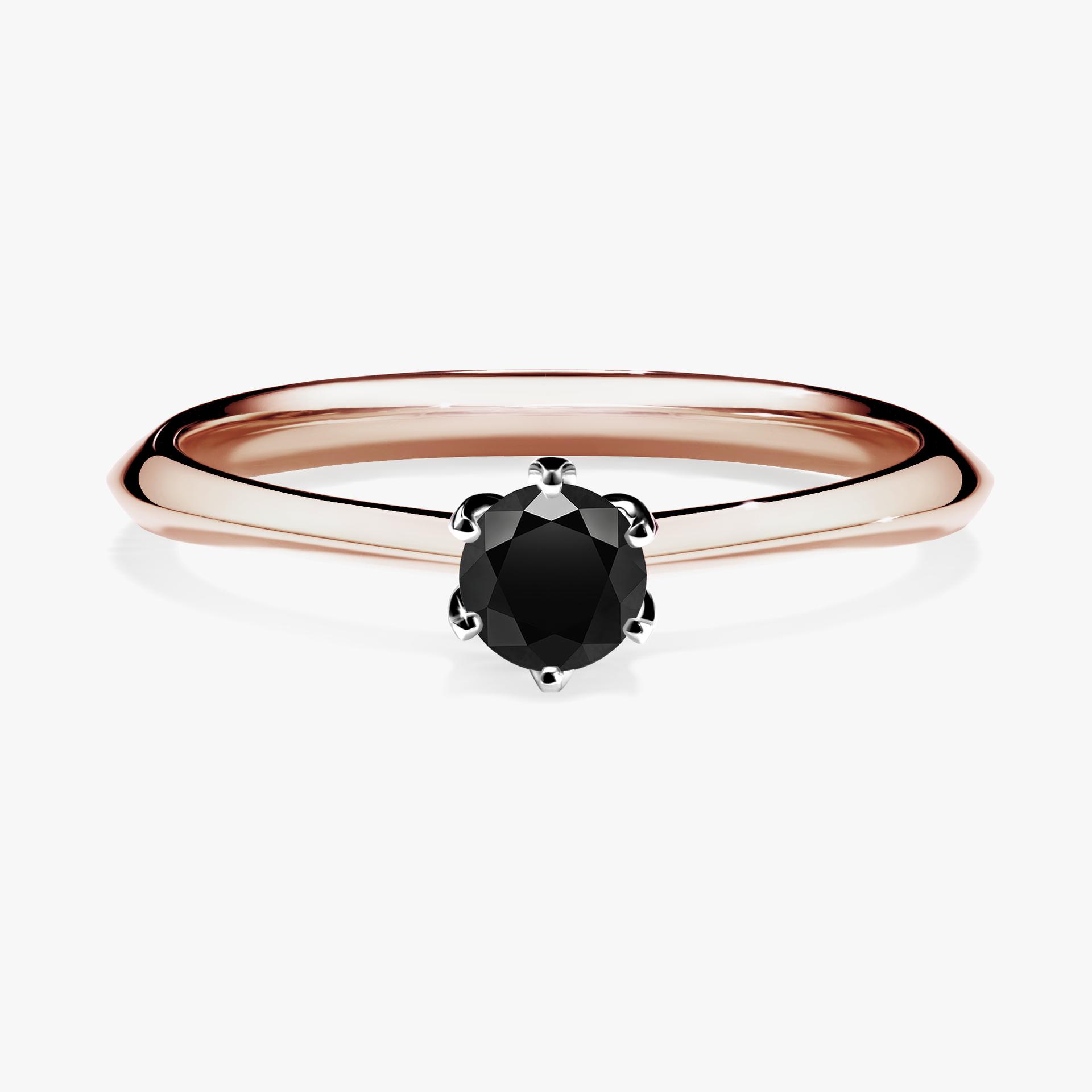 Pierscionek zareczynowy z diamentem czarnym 025 CT z rozowego zlota my daisy 01