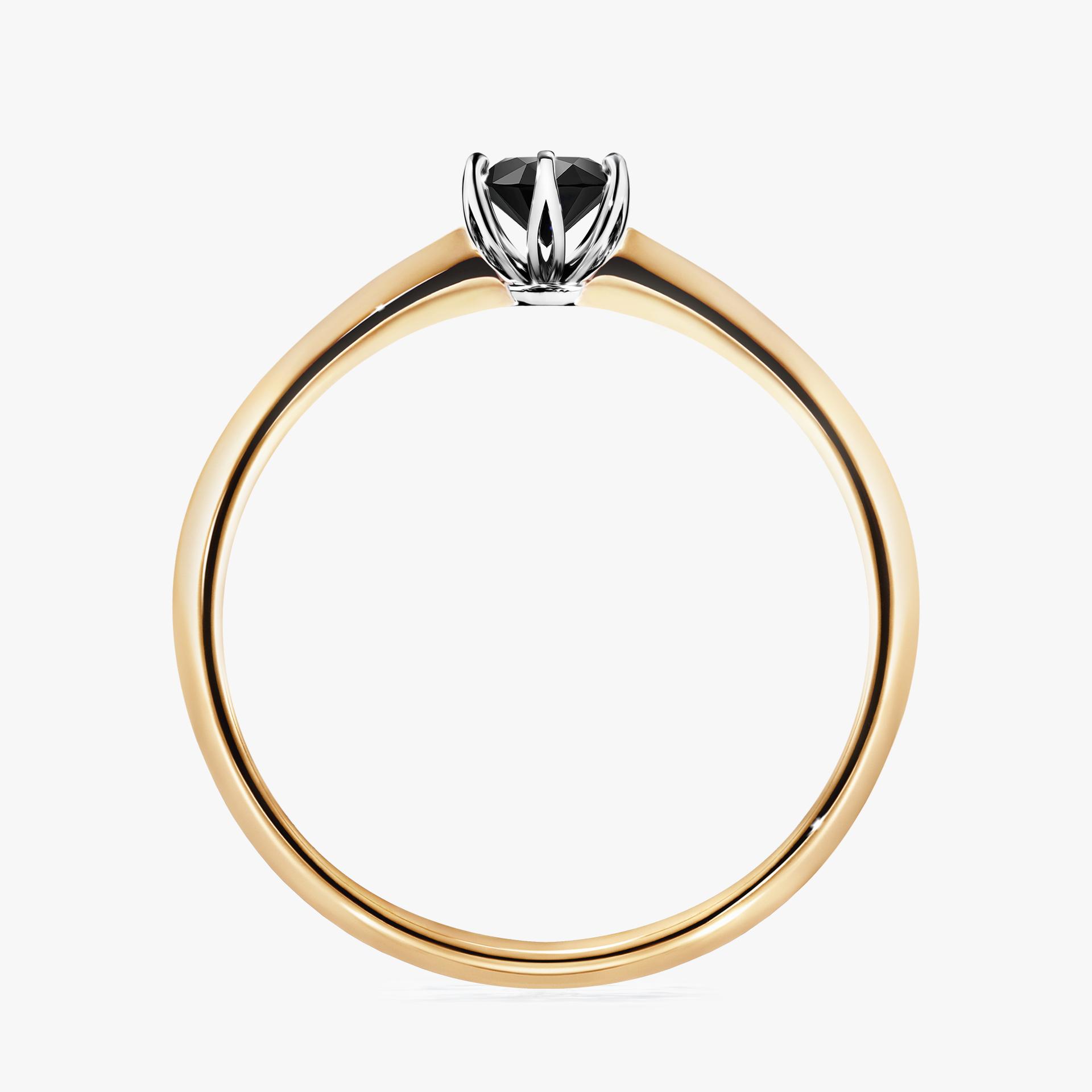 Pierscionek zareczynowy z diamentem czarnym 025 CT z zoltego zlota my daisy 02