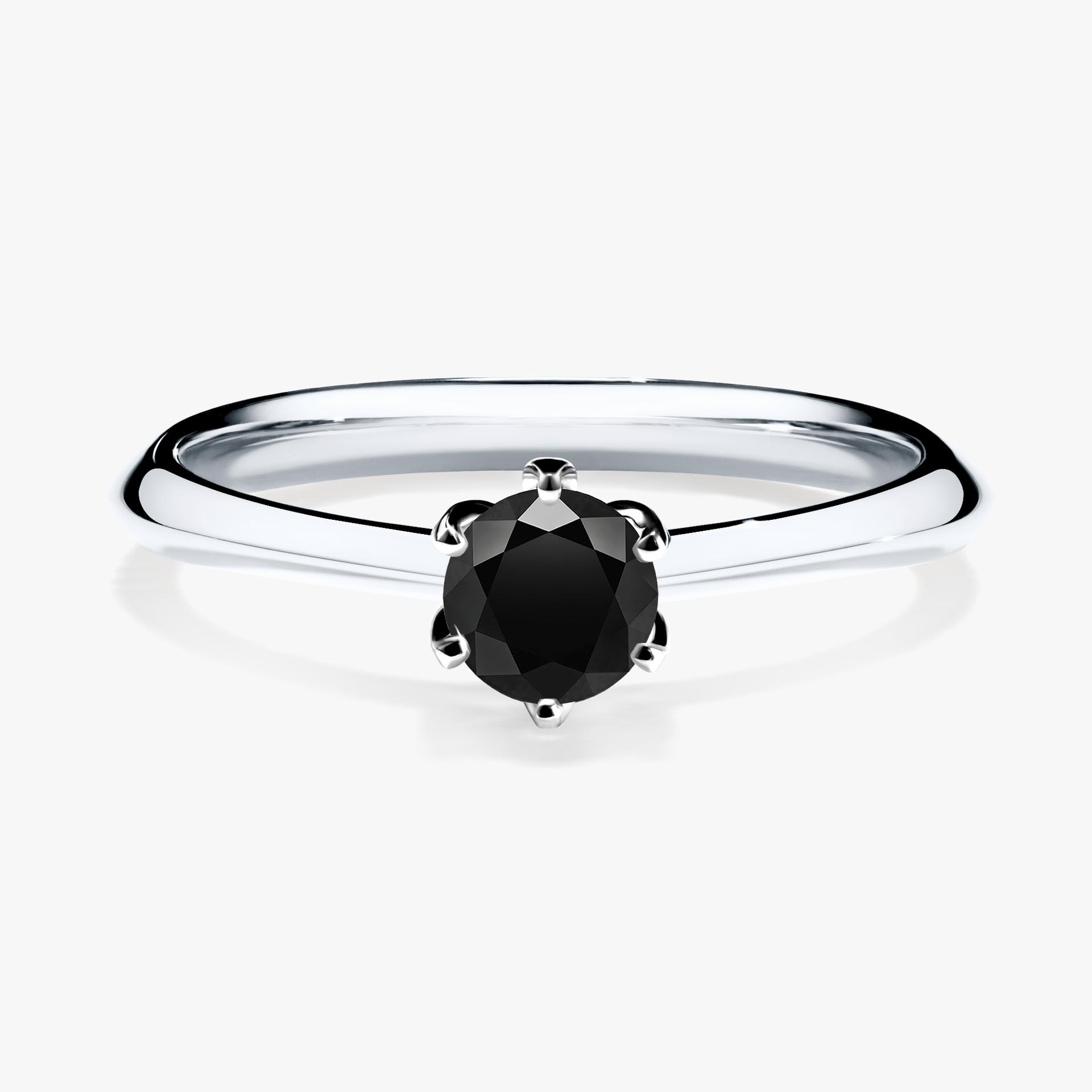 Pierscionek zareczynowy z diamentem czarnym 030 CT z bialego zlota my daisy 01