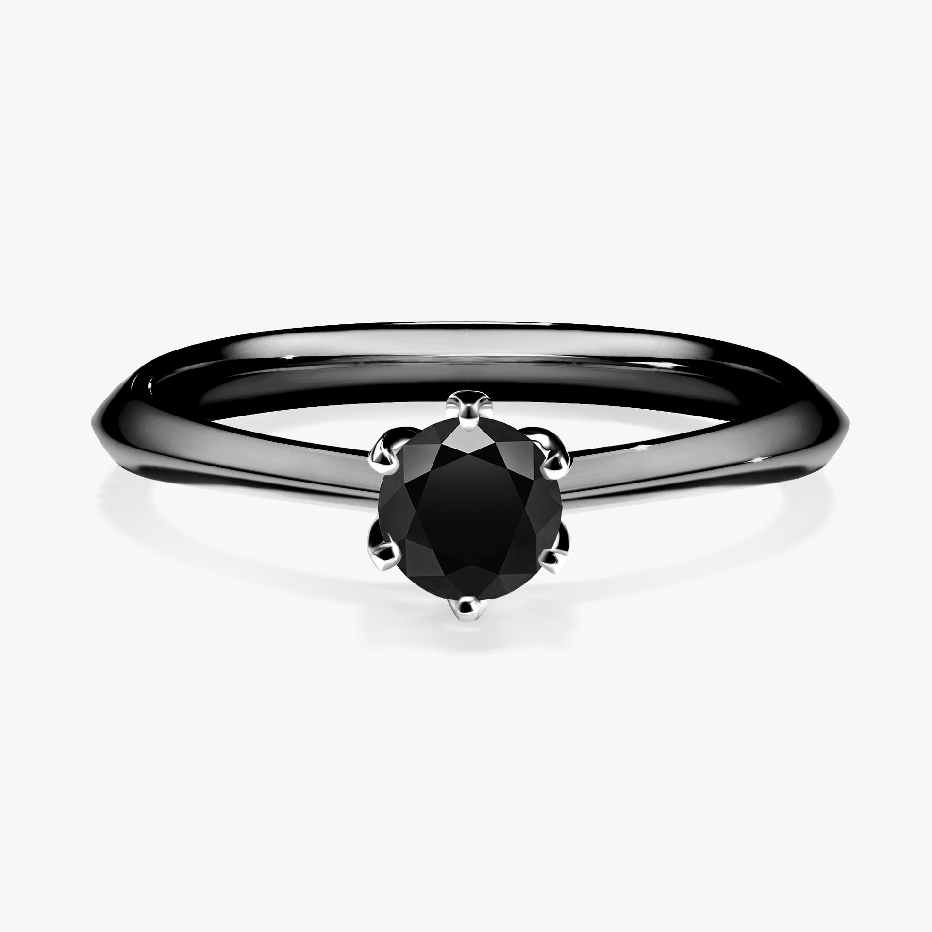 Pierscionek zareczynowy z diamentem czarnym 030 CT z czarnego zlota my daisy 01
