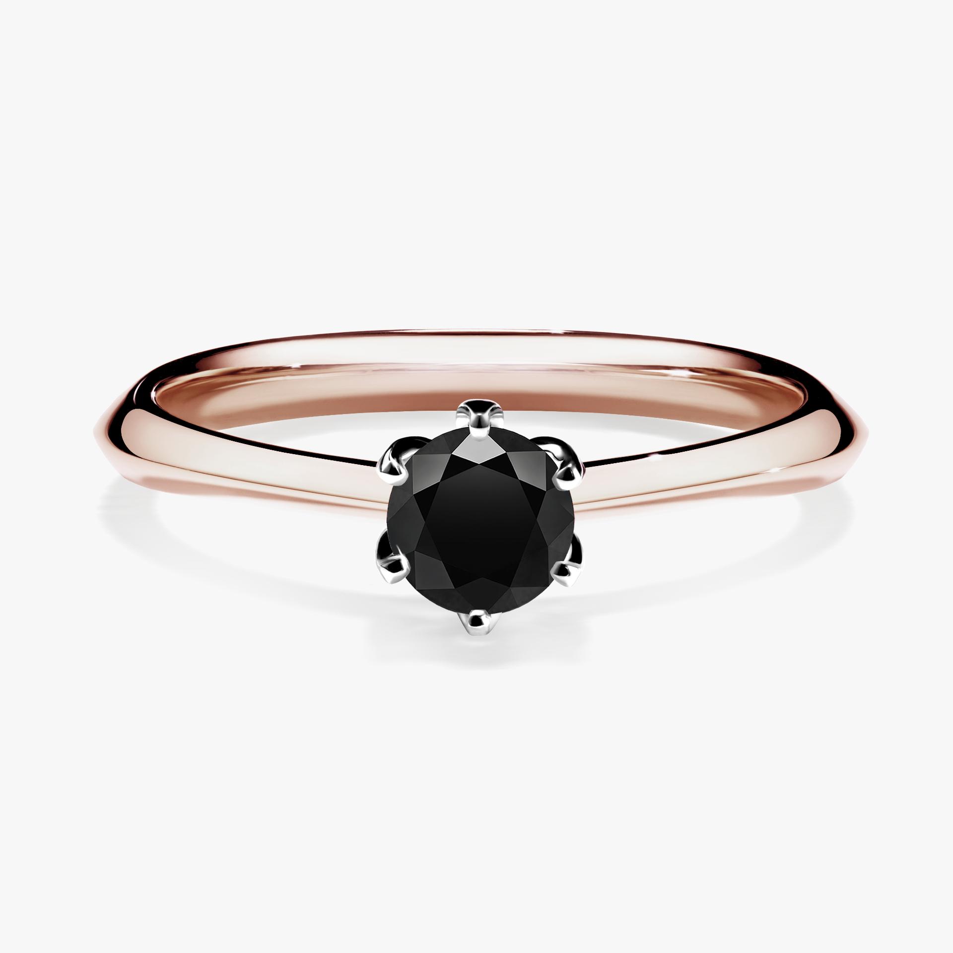 Pierscionek zareczynowy z diamentem czarnym 030 CT z rozowego zlota my daisy 01