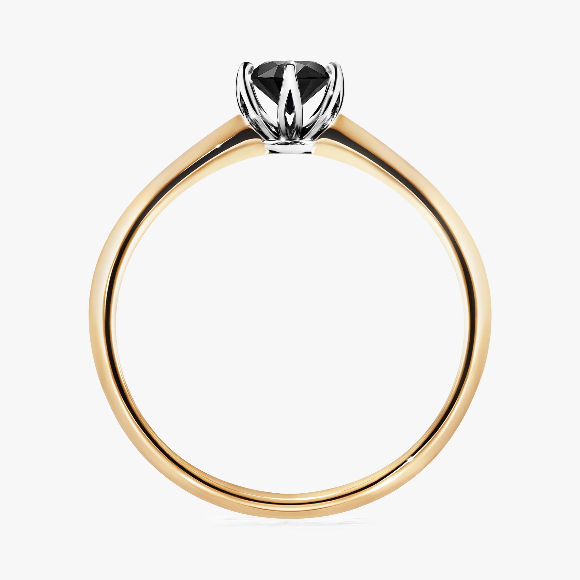 Pierscionek zareczynowy z diamentem czarnym 030 CT z zoltego zlota my daisy 02