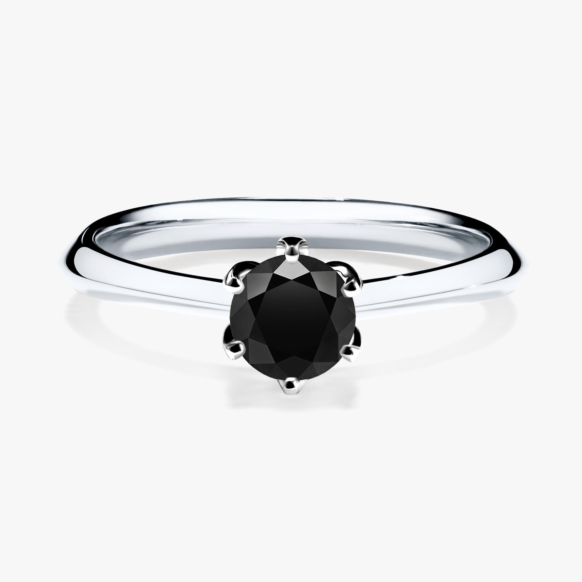Pierscionek zareczynowy z diamentem czarnym 050 CT z bialego zlota my daisy 01