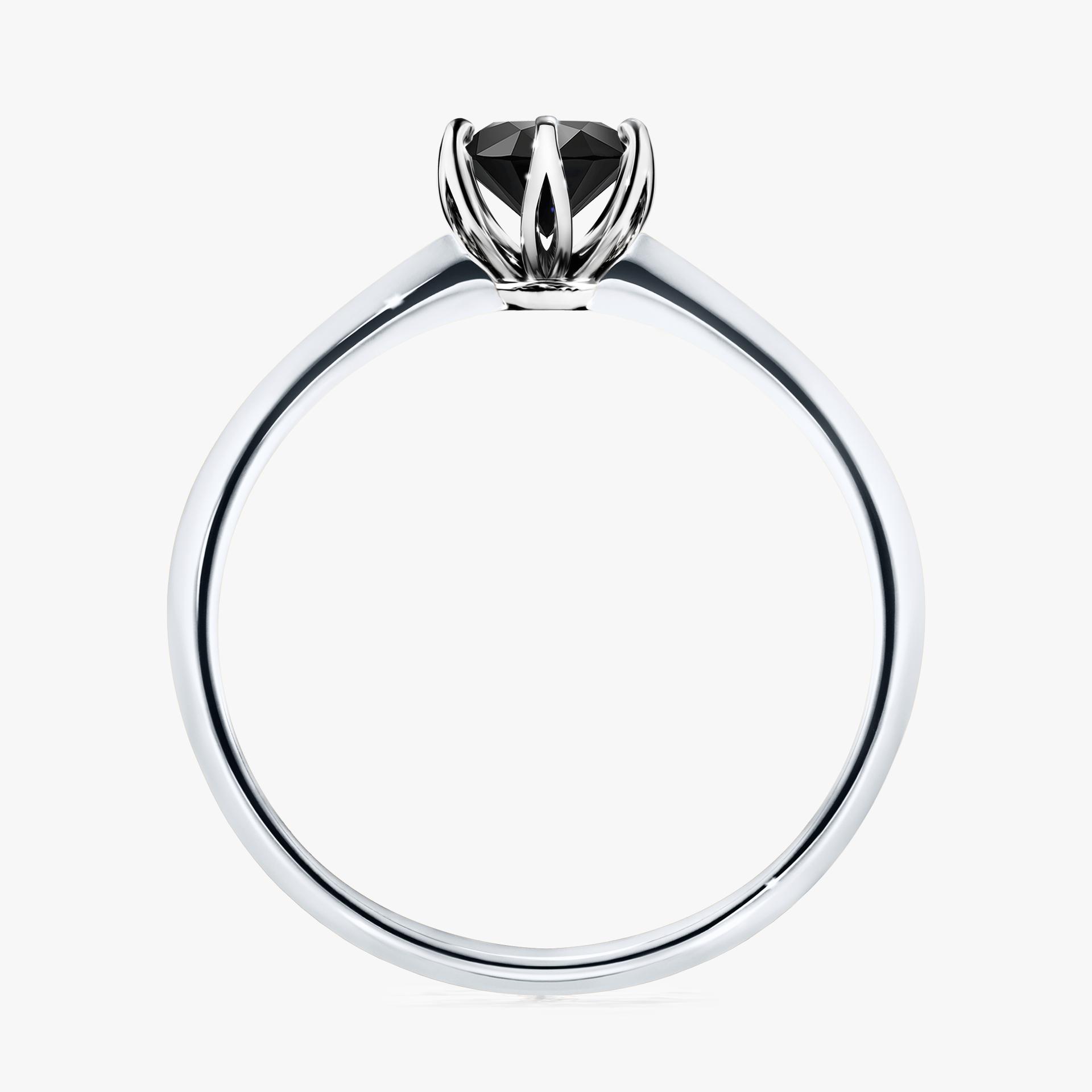 Pierscionek zareczynowy z diamentem czarnym 050 CT z bialego zlota my daisy 02