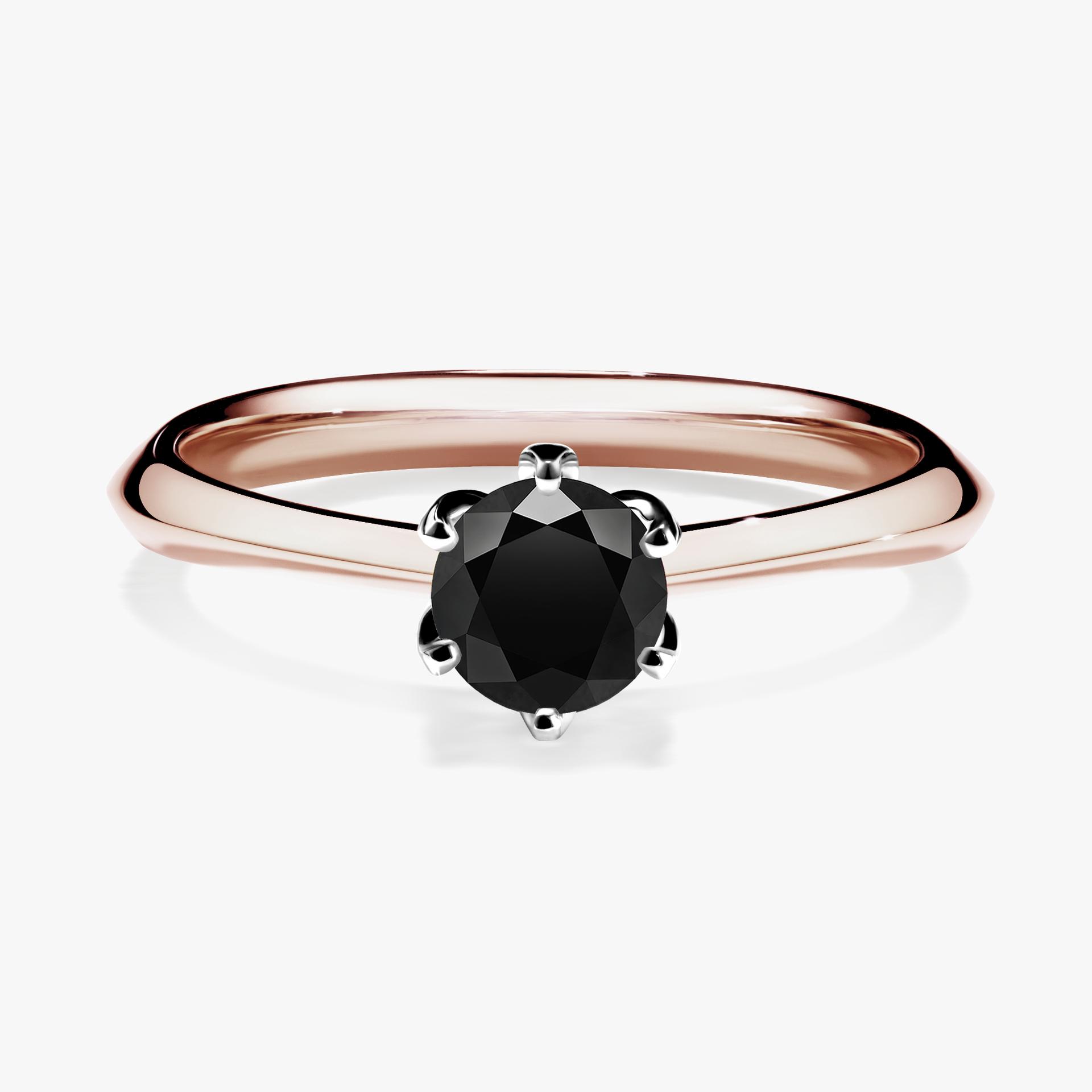 Pierscionek zareczynowy z diamentem czarnym 050 CT z rozowego zlota my daisy 01