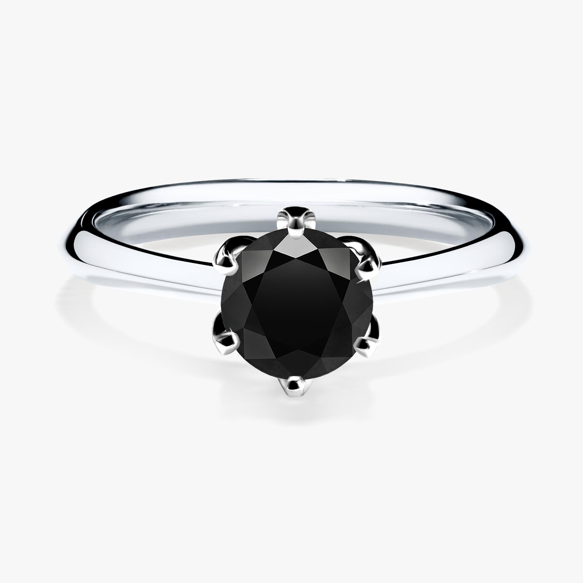 Pierscionek zareczynowy z diamentem czarnym 080 CT z bialego zlota my daisy 01
