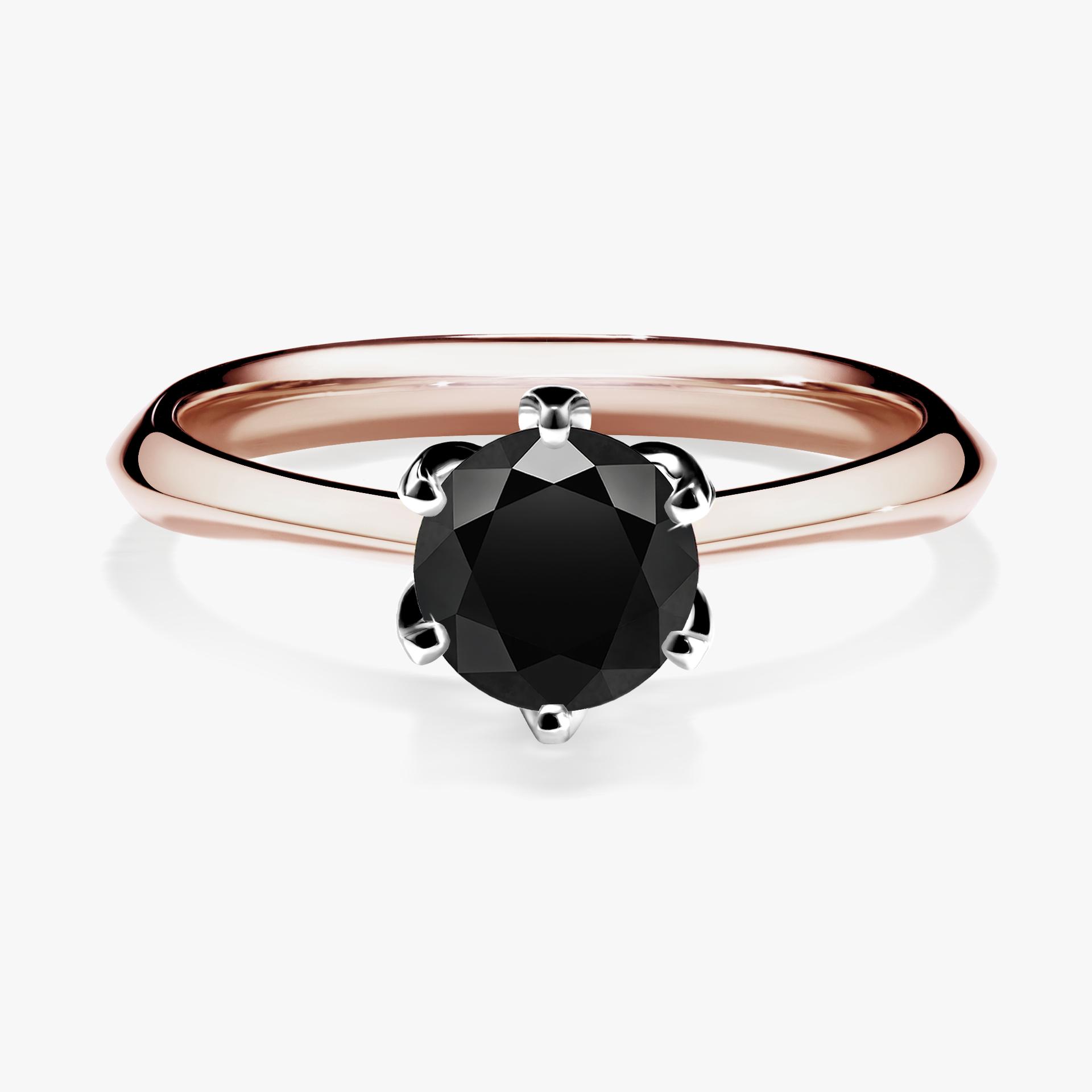 Pierscionek zareczynowy z diamentem czarnym 080 CT z rozowego zlota my daisy 01