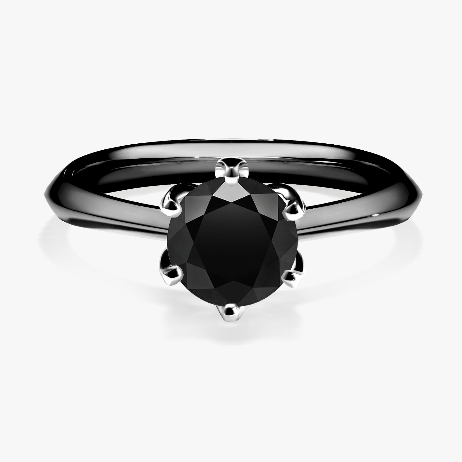 Pierscionek zareczynowy z diamentem czarnym 100 CT z czarnego zlota my daisy 01