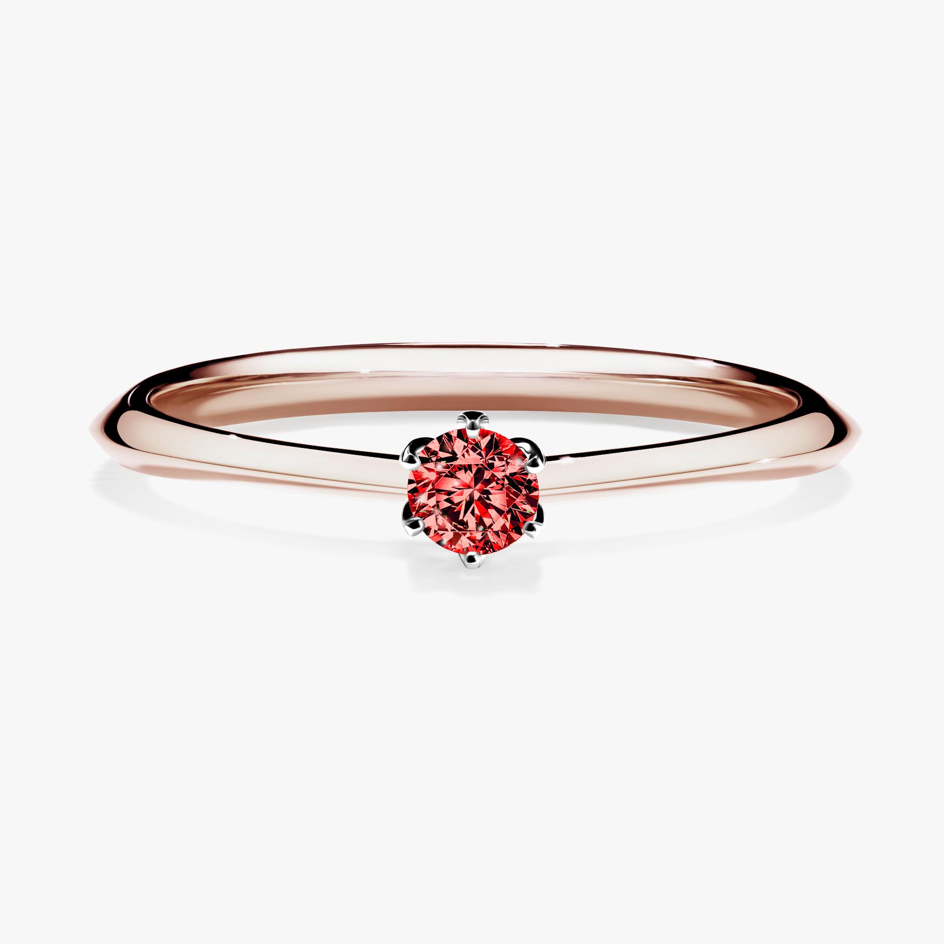 Pierscionek zareczynowy z diamentem czerwony 010 CT z rozowego zlota my daisy 01