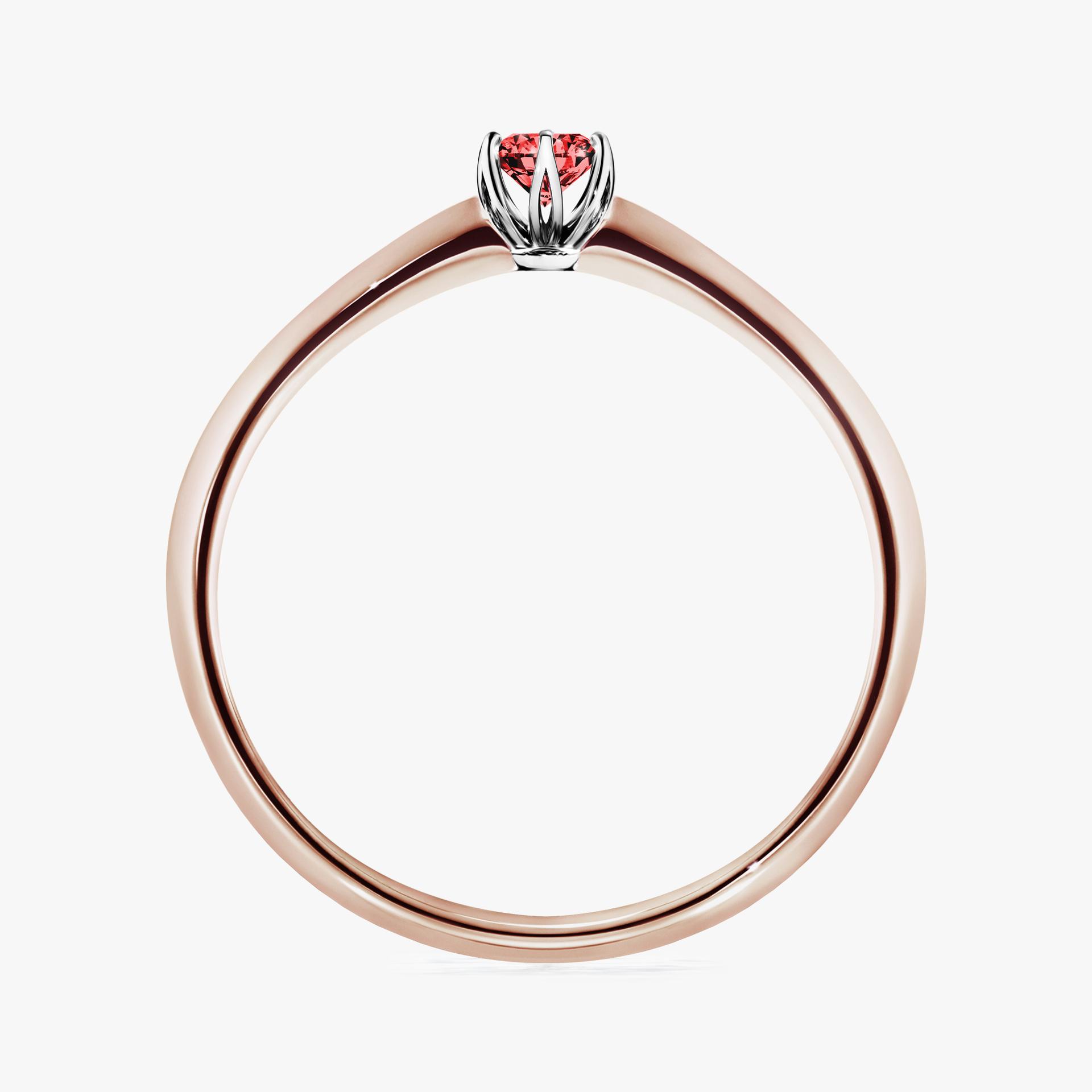Pierscionek zareczynowy z diamentem czerwony 010 CT z rozowego zlota my daisy 02