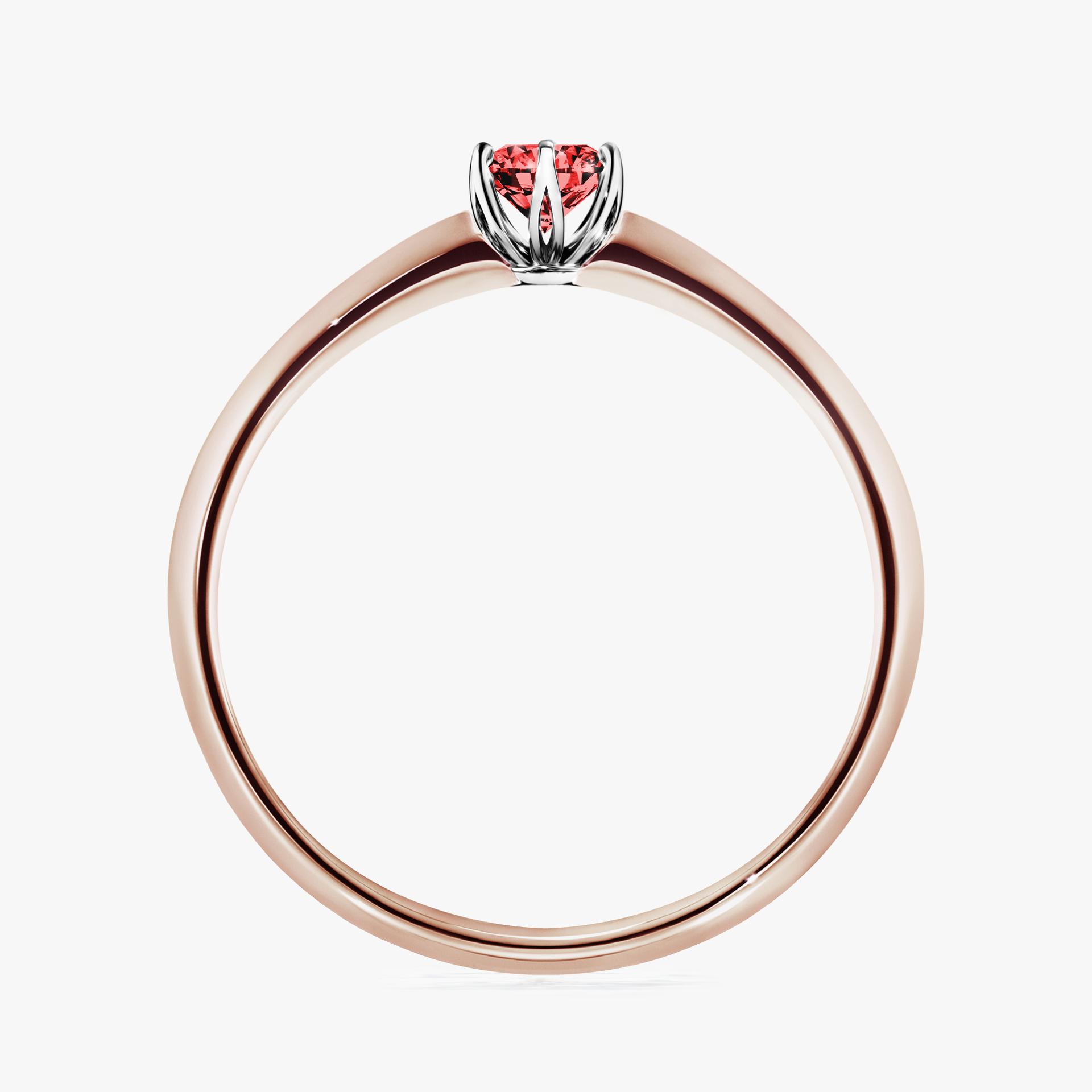 Pierscionek zareczynowy z diamentem czerwony 017 CT z rozowego zlota my daisy 02