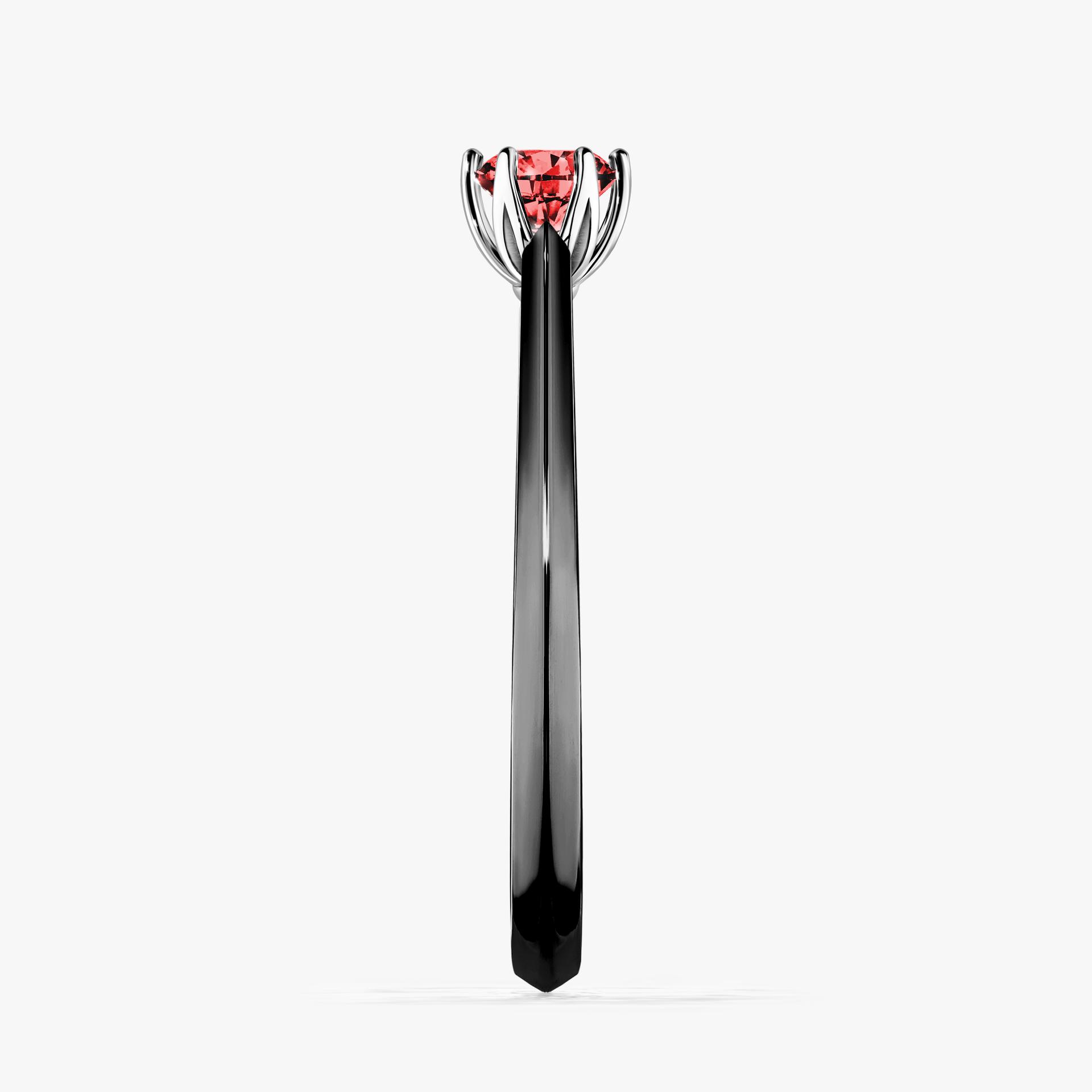 Pierścionek zaręczynowy My Daisy z czarnego złota z czerwonym diamentem 0,25ct