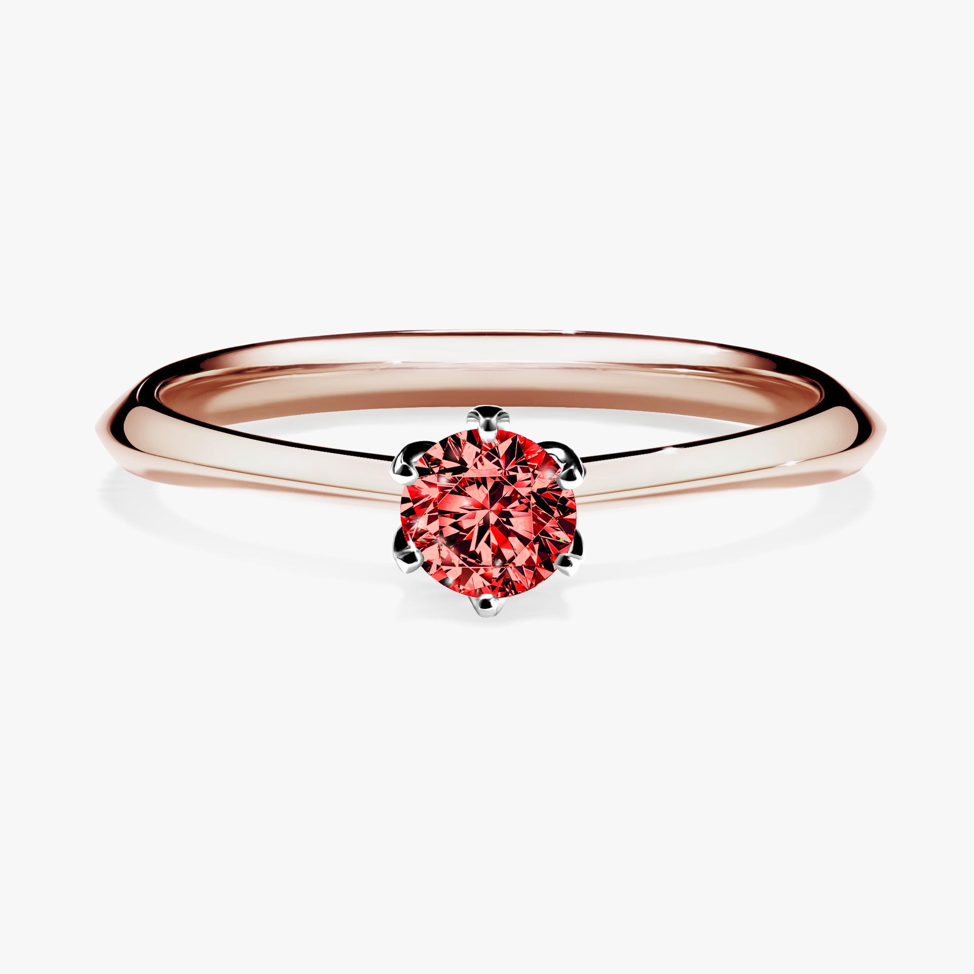 Pierscionek zareczynowy z diamentem czerwony 025 CT z rozowego zlota my daisy 01