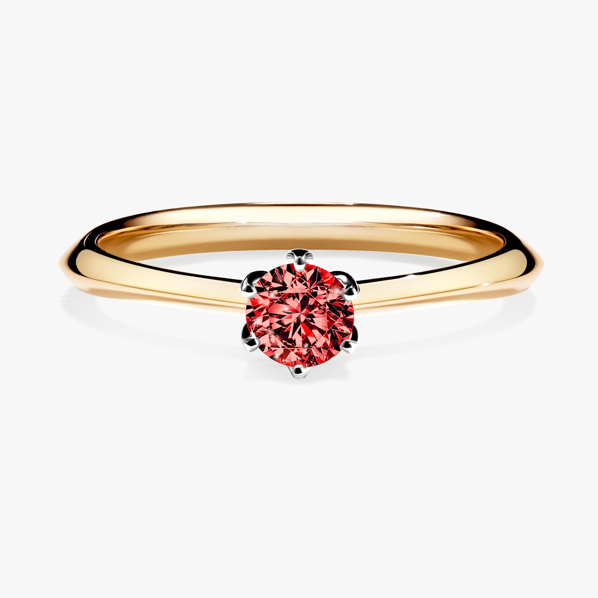 Pierscionek zareczynowy z diamentem czerwony 025 CT z zoltego zlota my daisy 01