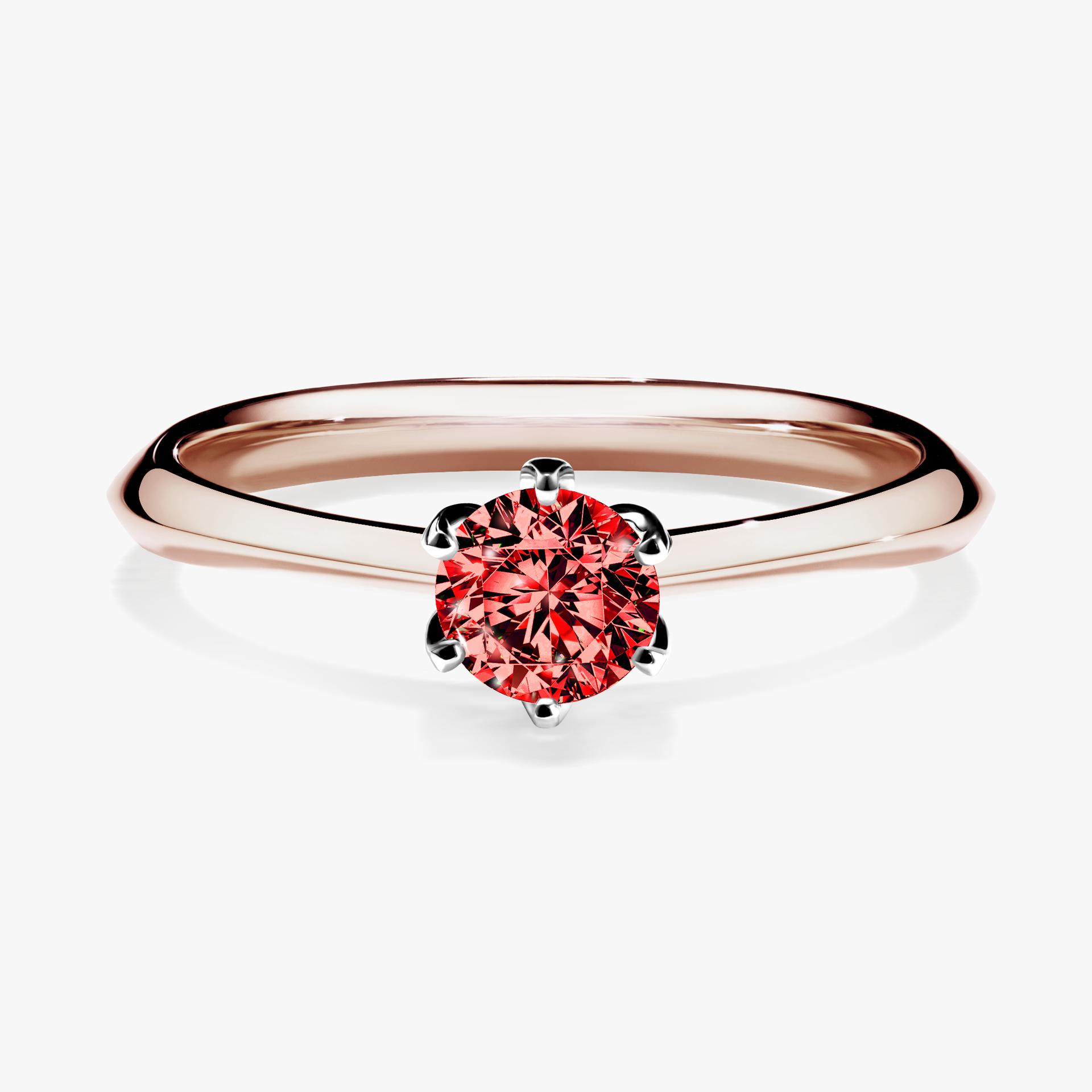 Pierscionek zareczynowy z diamentem czerwony 030 CT z rozowego zlota my daisy 01