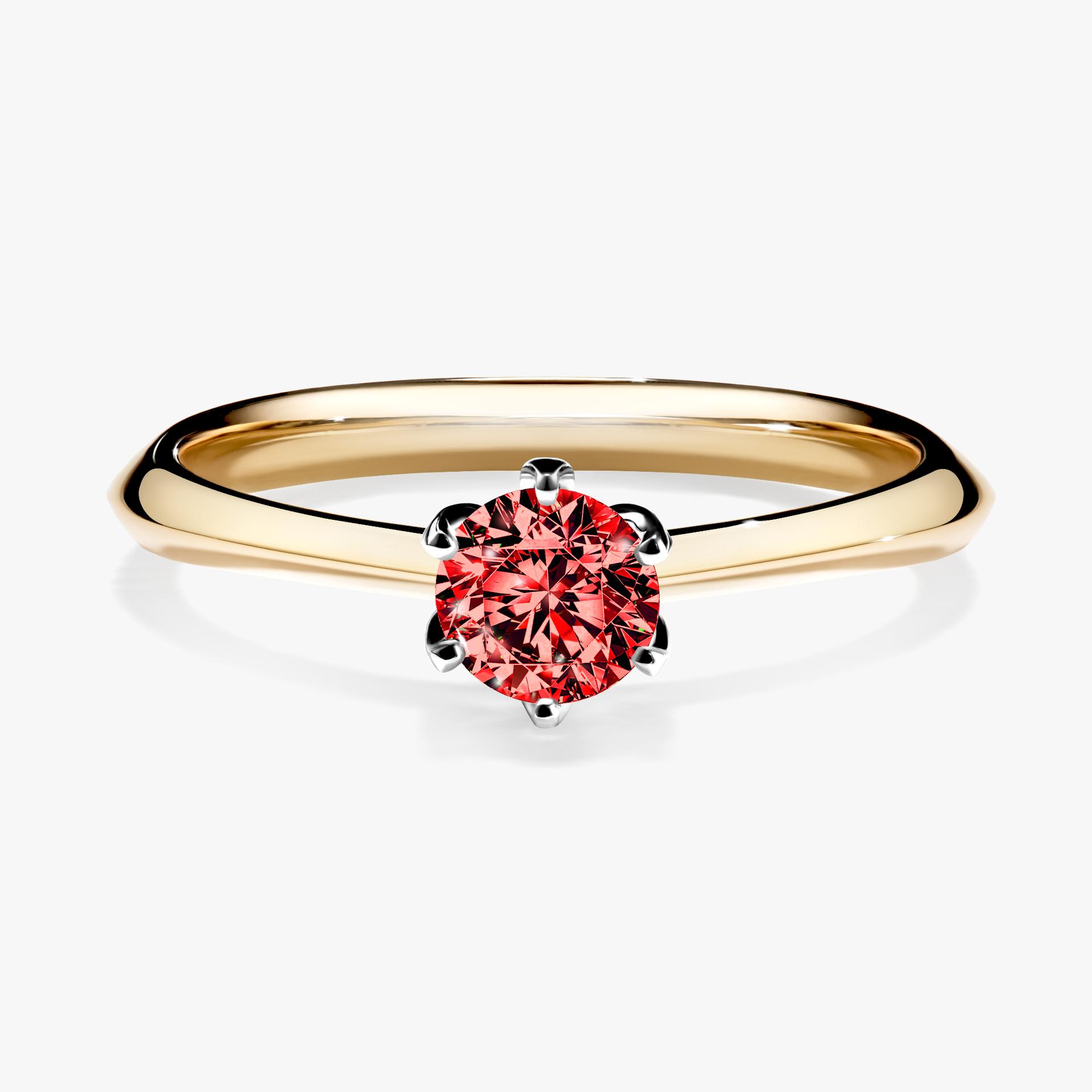 Pierscionek zareczynowy z diamentem czerwony 030 CT z zoltego zlota my daisy 01