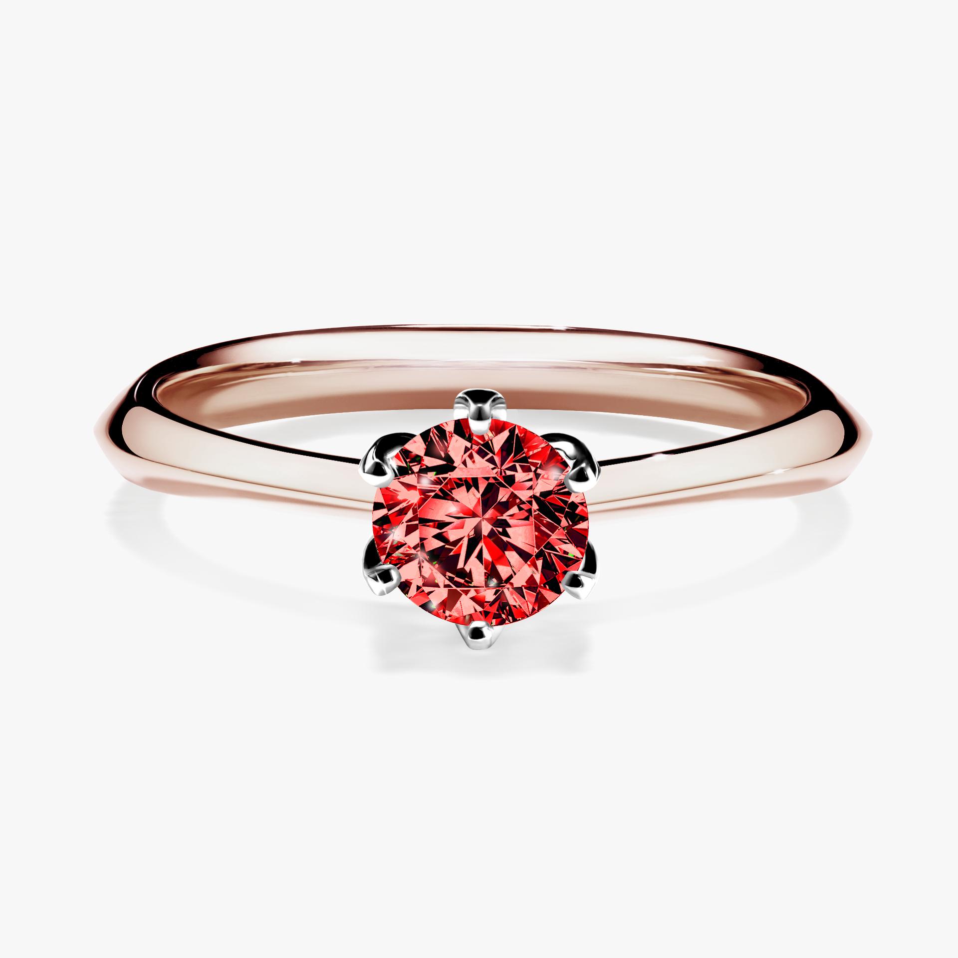 Pierscionek zareczynowy z diamentem czerwony 050 CT z rozowego zlota my daisy 01