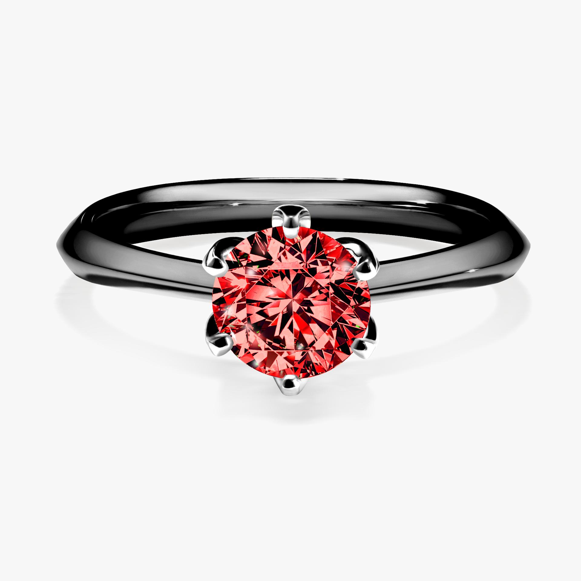 Pierscionek zareczynowy z diamentem czerwony 080 CT z czarnego zlota my daisy 01