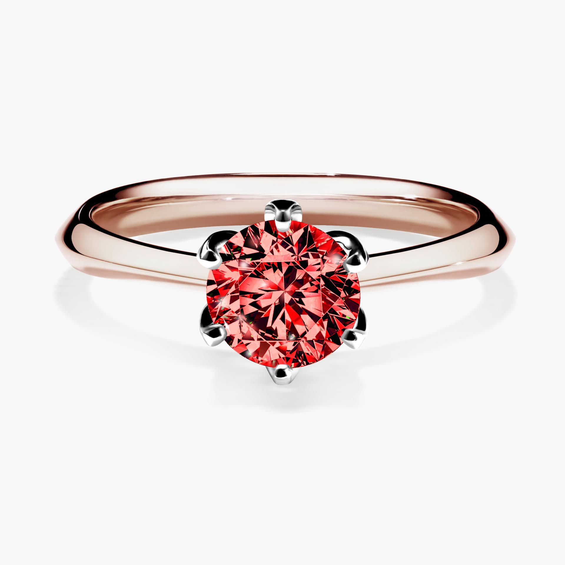Pierscionek zareczynowy z diamentem czerwony 080 CT z rozowego zlota my daisy 01