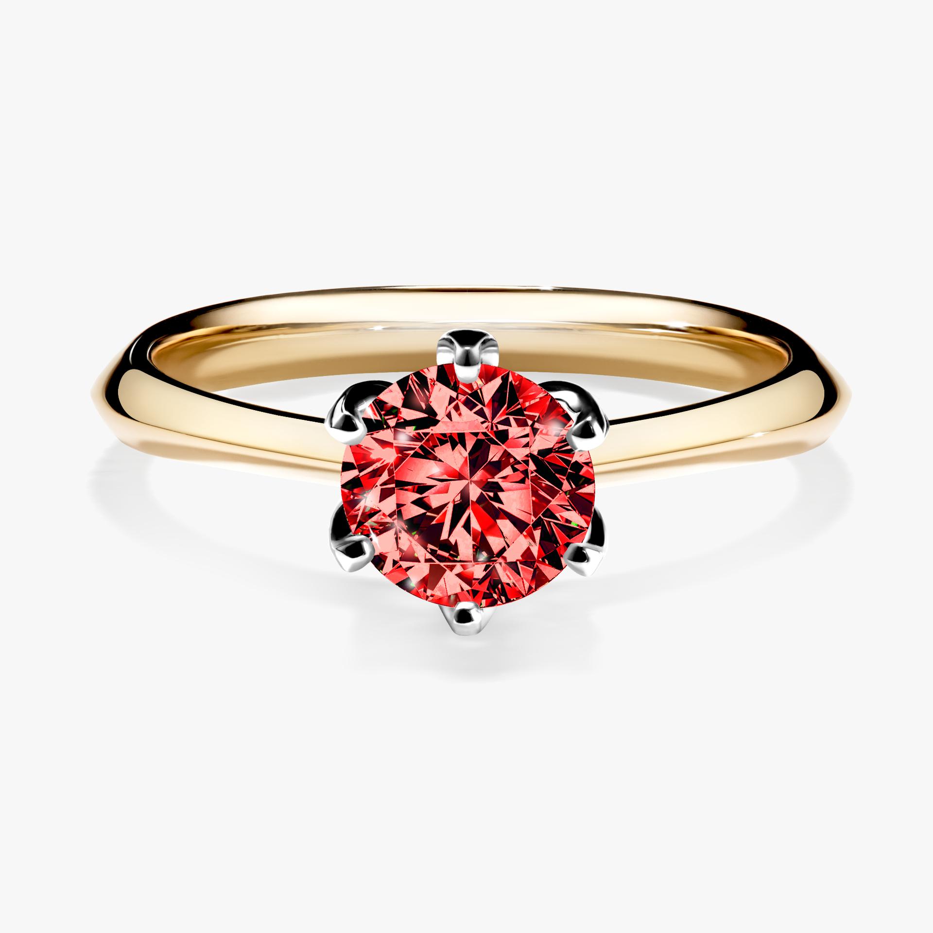 Pierscionek zareczynowy z diamentem czerwony 080 CT z zoltego zlota my daisy 01