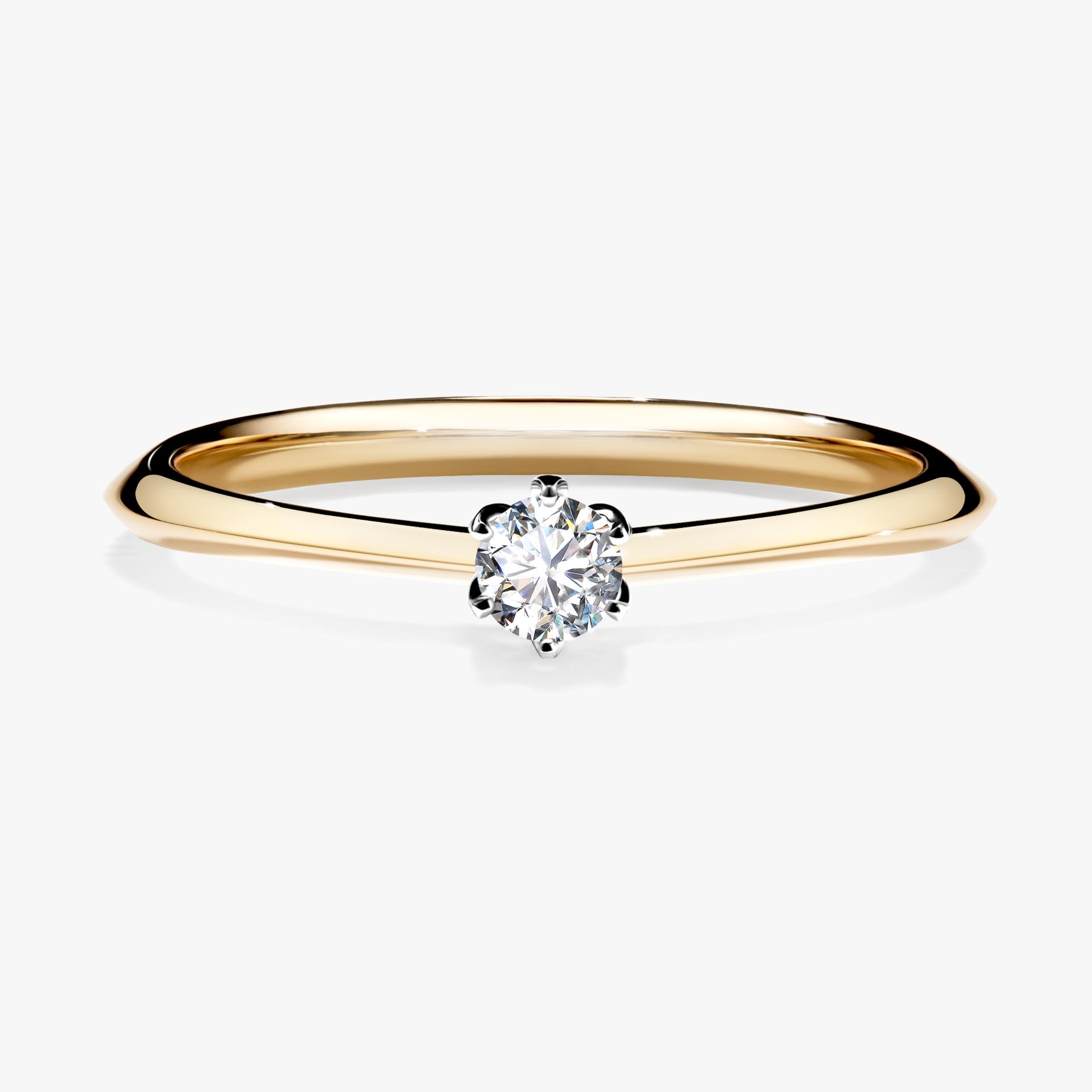 Pierscionek zareczynowy z diamentem laboratoryjnym 010 CT z zoltego zlota my daisy 01