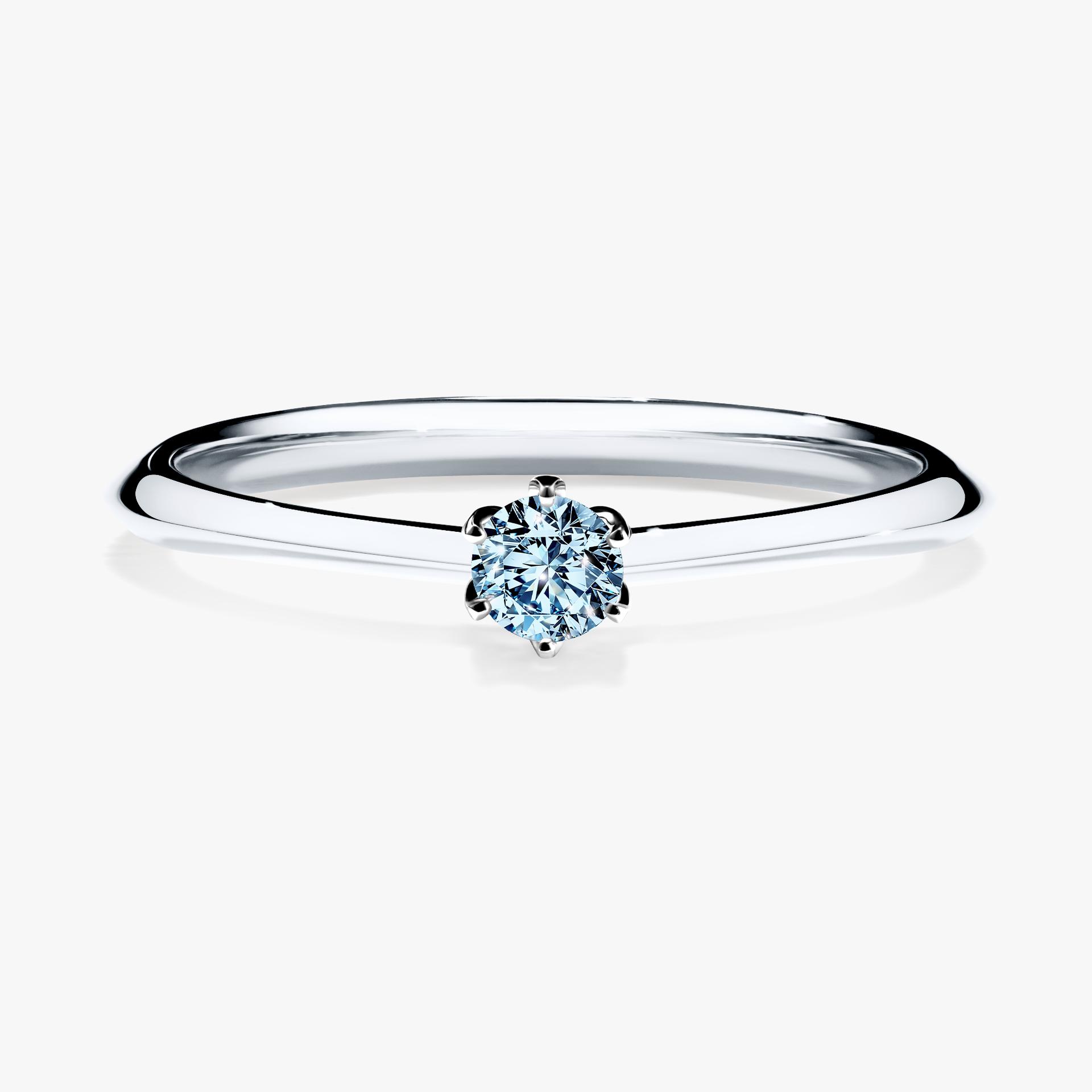 Pierscionek zareczynowy z diamentem niebieski 010 CT z bialego zlota my daisy 01