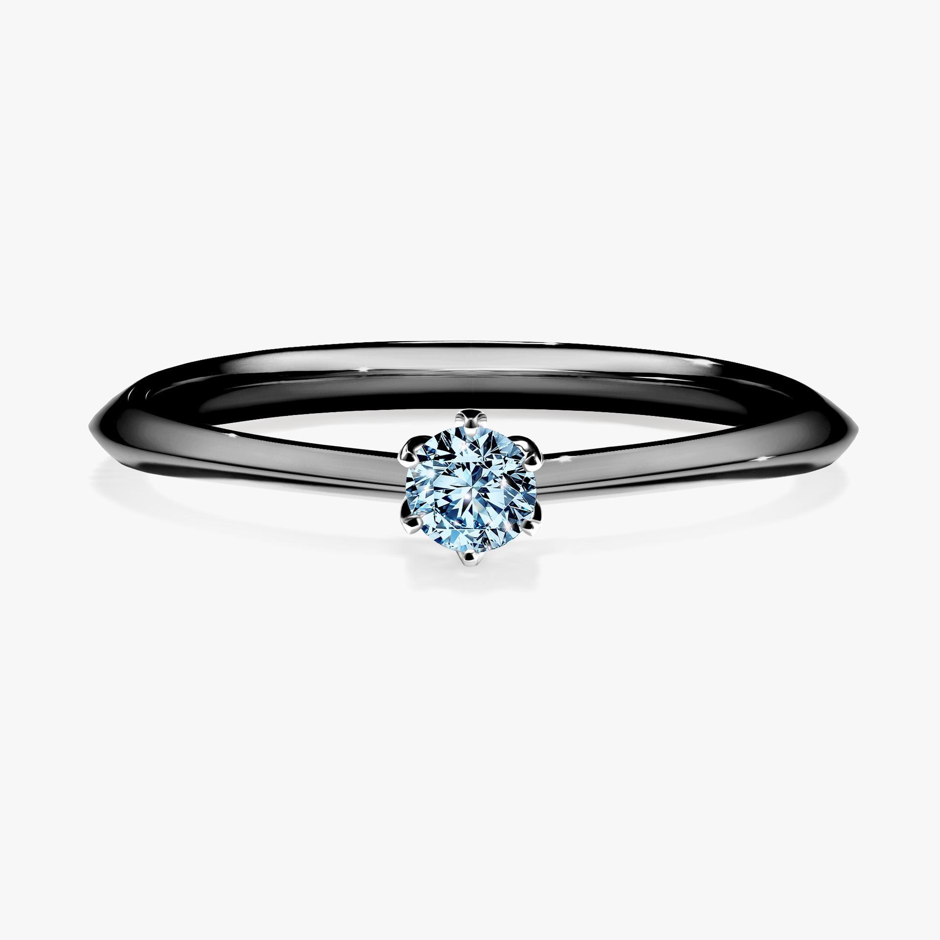Pierscionek zareczynowy z diamentem niebieski 010 CT z czarnego zlota my daisy 01