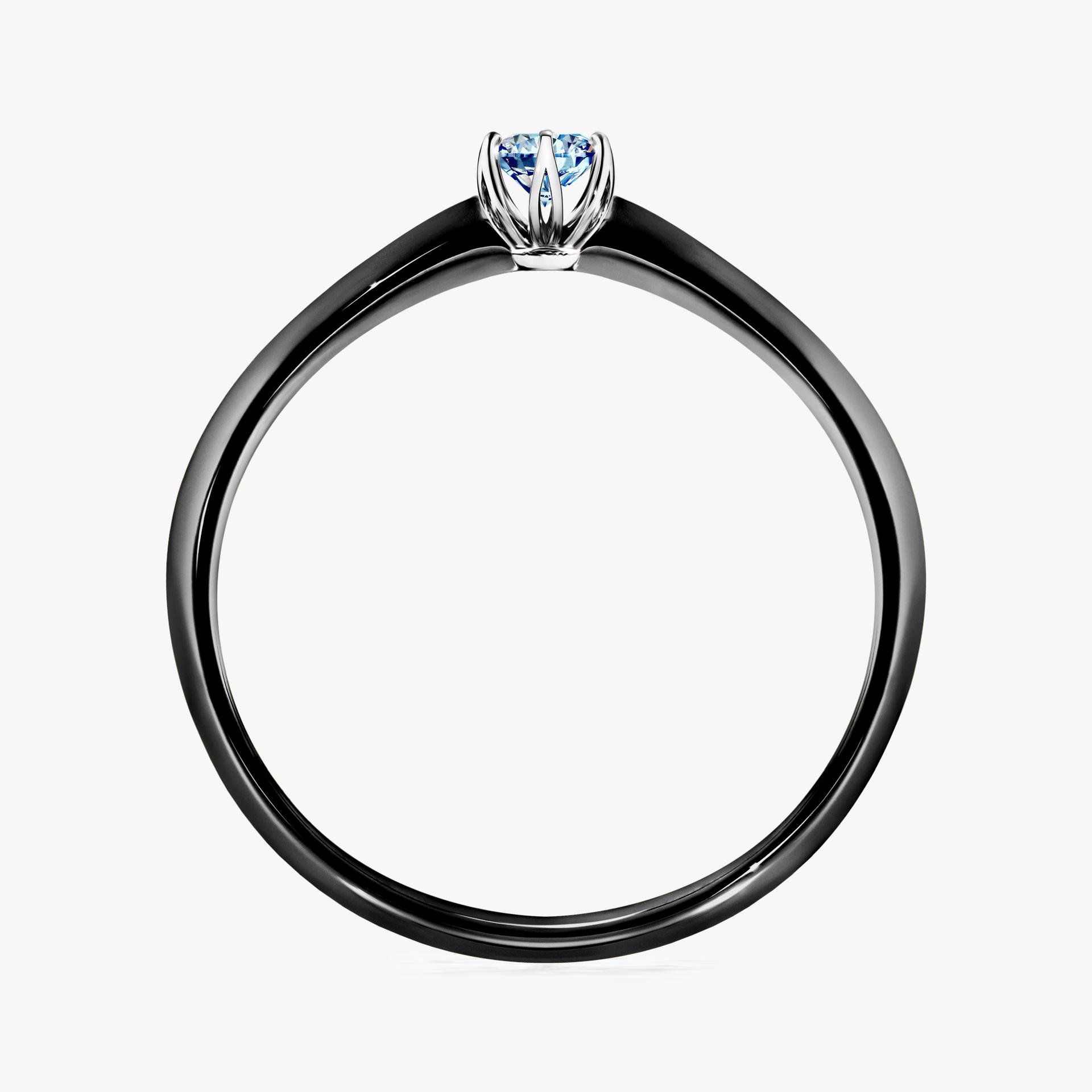 Pierscionek zareczynowy z diamentem niebieski 010 CT z czarnego zlota my daisy 02