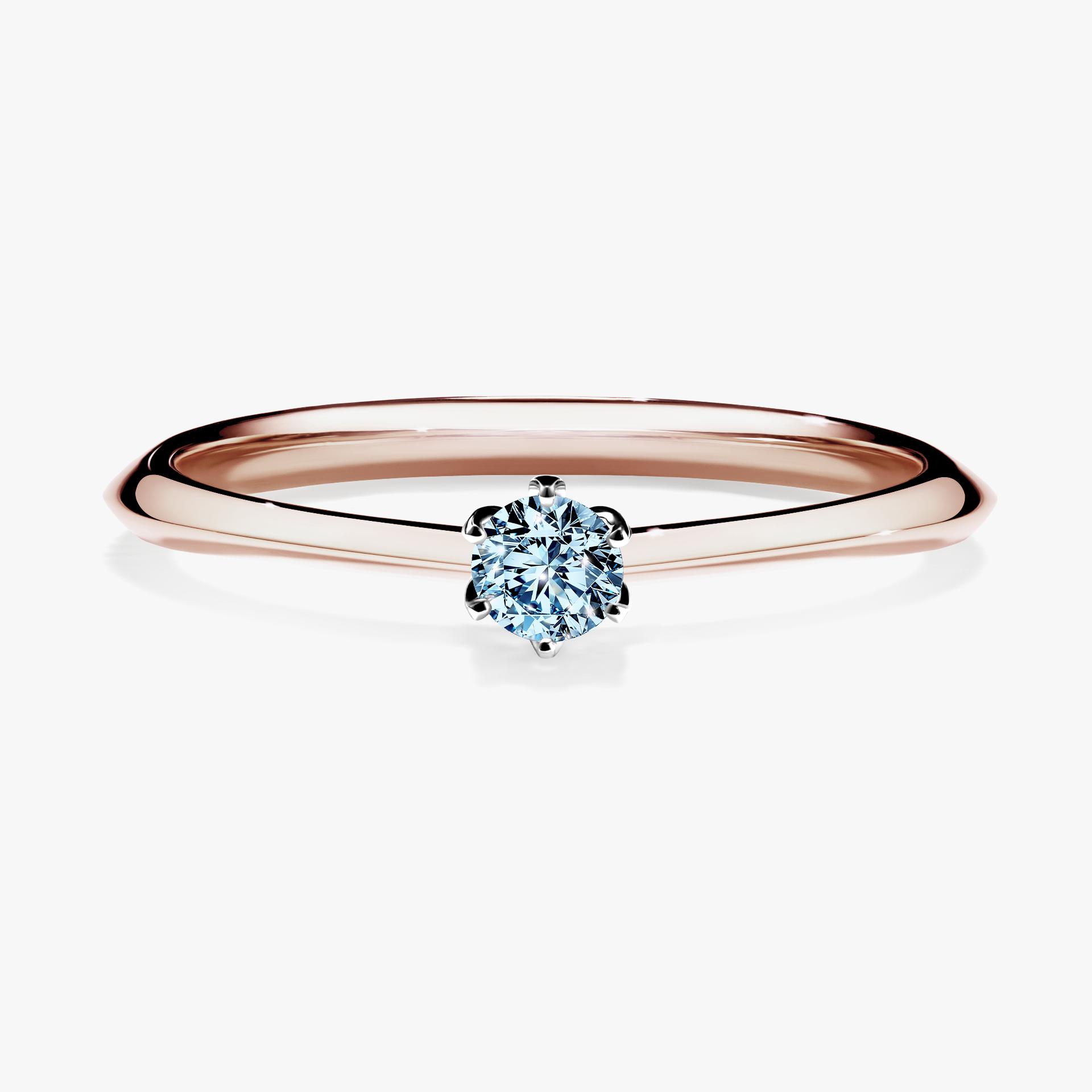 Pierscionek zareczynowy z diamentem niebieski 010 CT z rozowego zlota my daisy 01