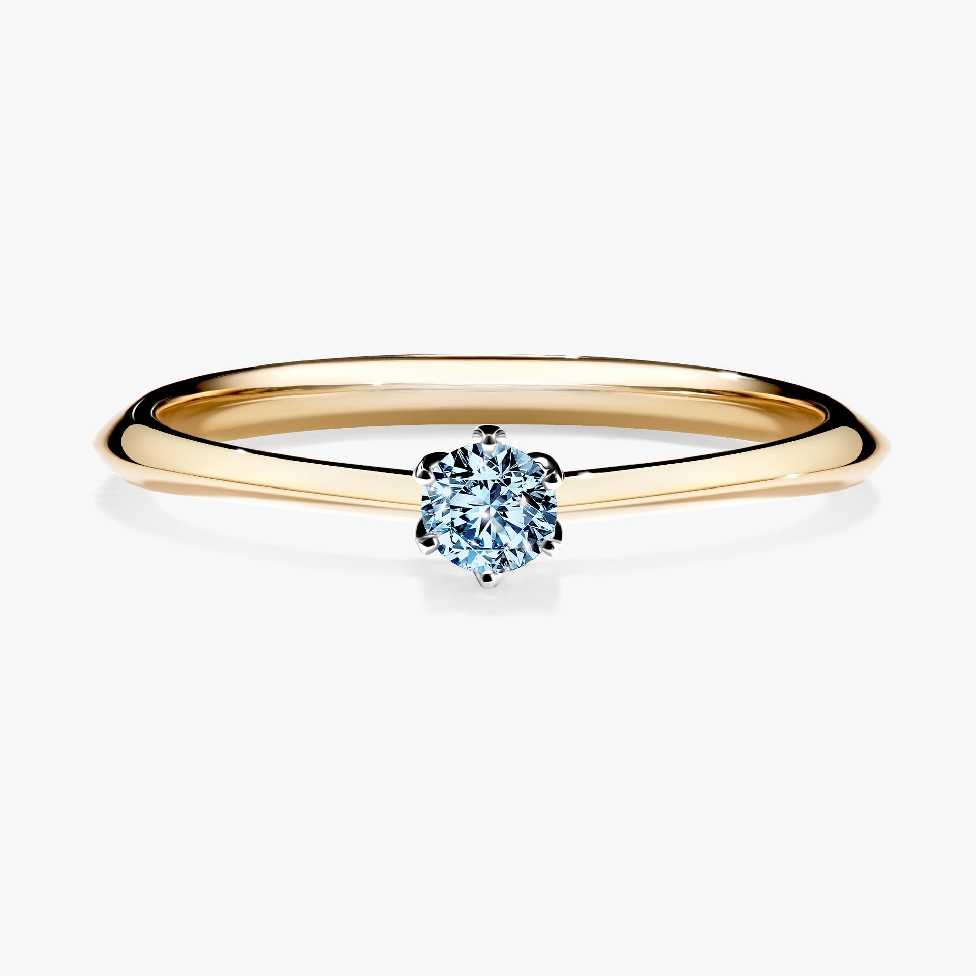Pierscionek zareczynowy z diamentem niebieski 010 CT z zoltego zlota my daisy 01