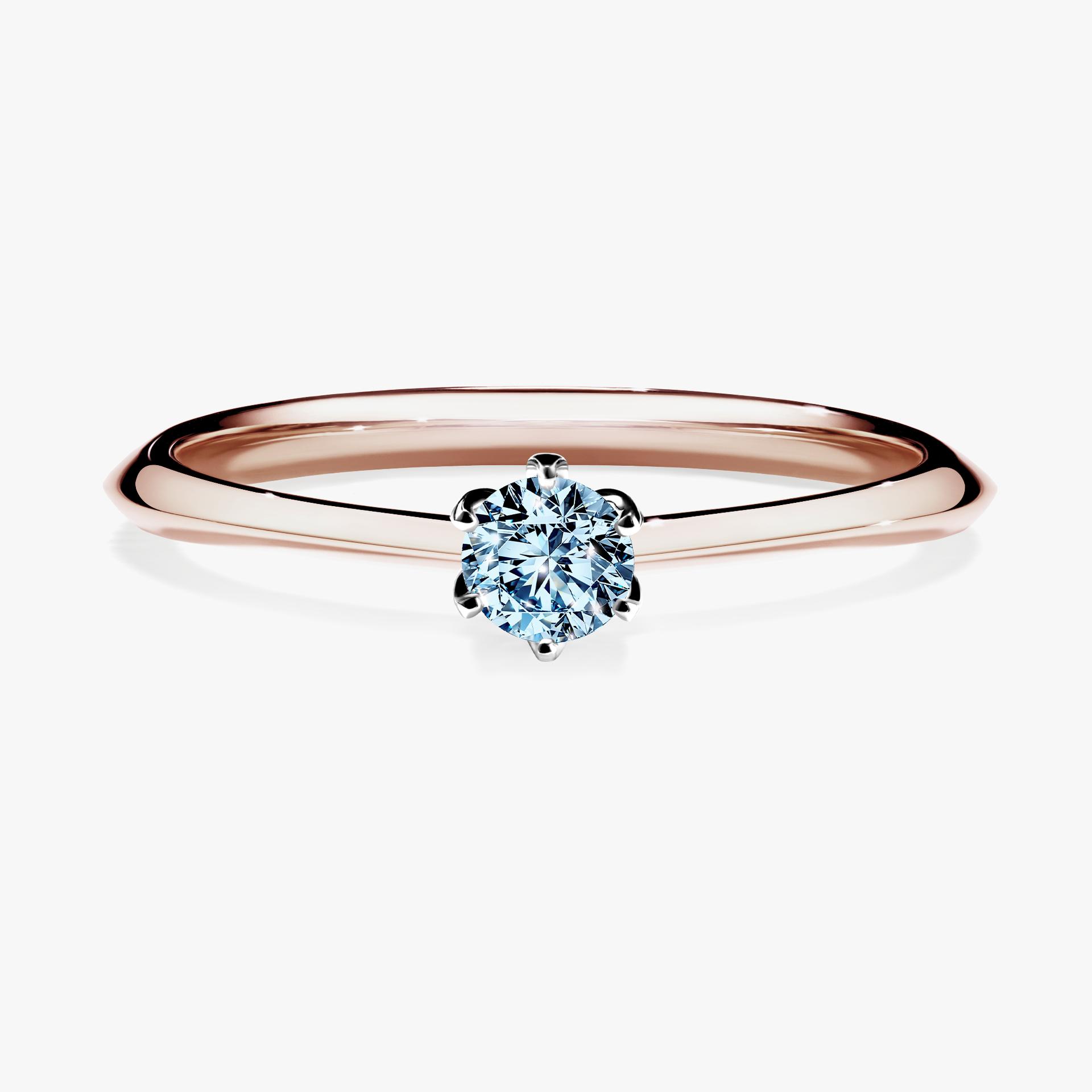 Pierscionek zareczynowy z diamentem niebieski 017 CT z rozowego zlota my daisy 01