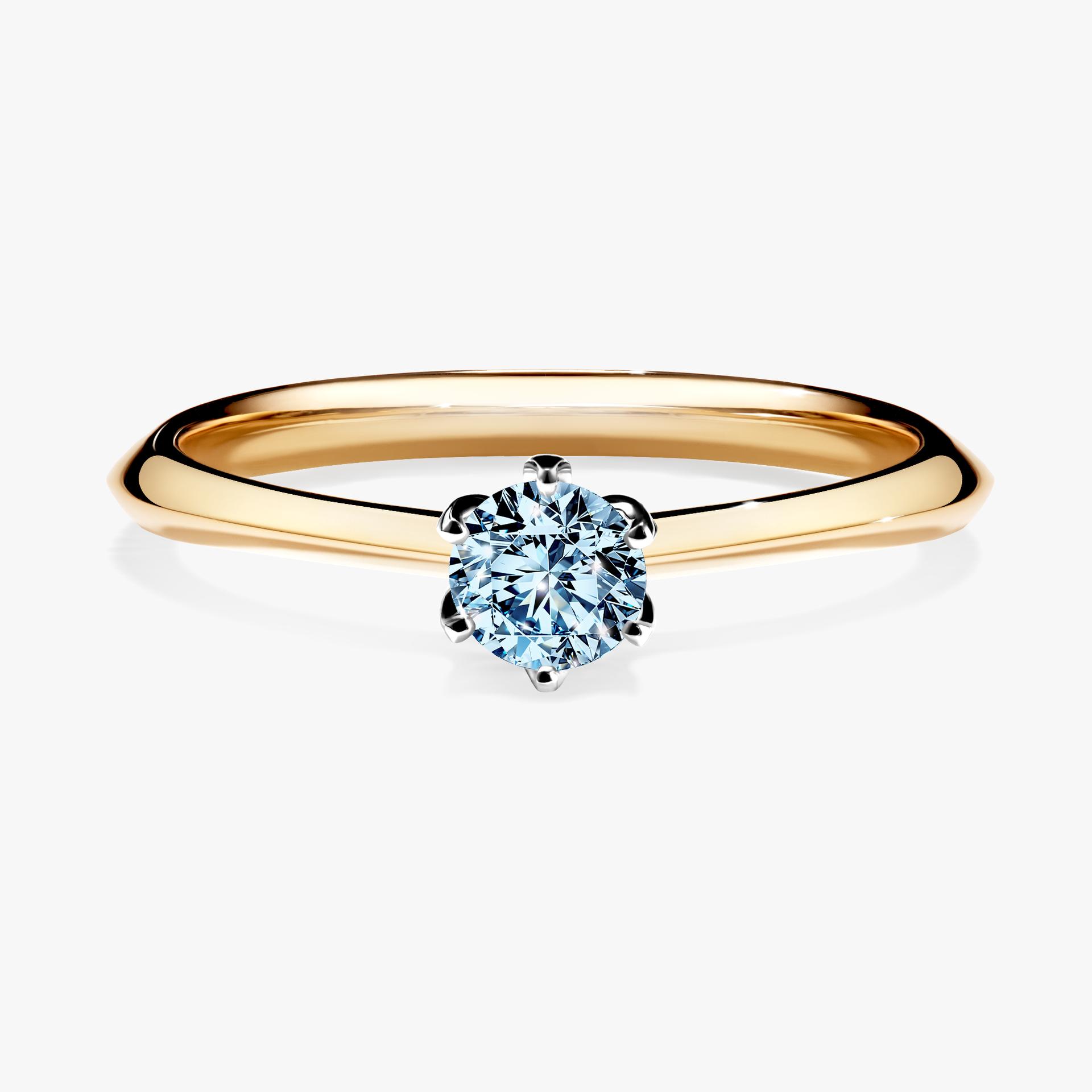 Pierscionek zareczynowy z diamentem niebieski 025 CT z zoltego zlota my daisy 01