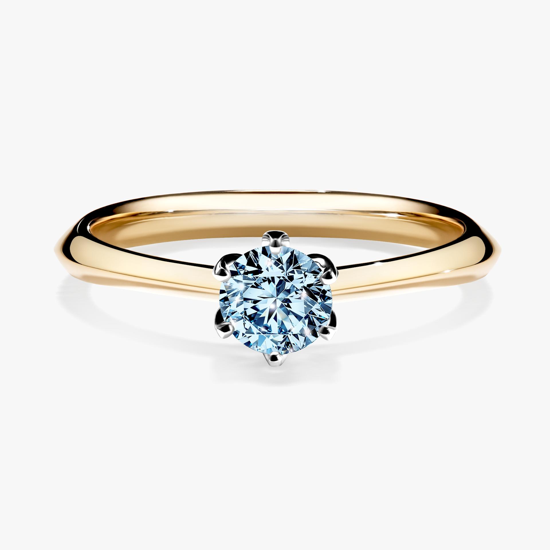Pierscionek zareczynowy z diamentem niebieski 030 CT z zoltego zlota my daisy 01