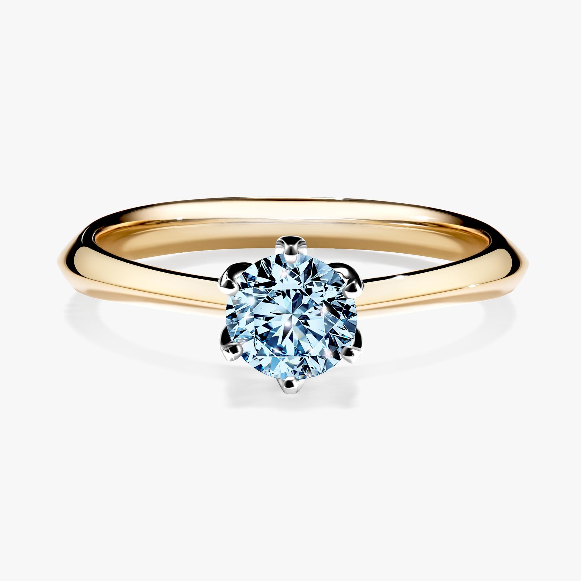 Pierscionek zareczynowy z diamentem niebieski 050 CT z zoltego zlota my daisy 01