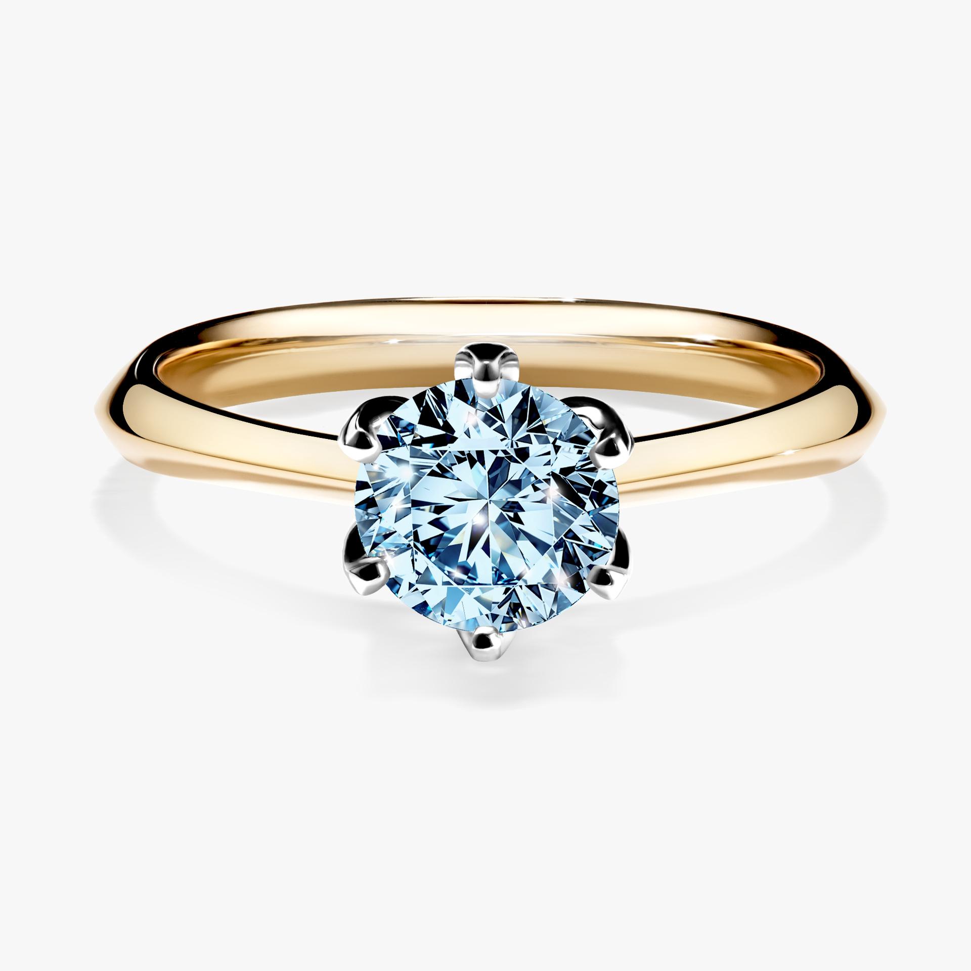 Pierscionek zareczynowy z diamentem niebieski 080 CT z zoltego zlota my daisy 01
