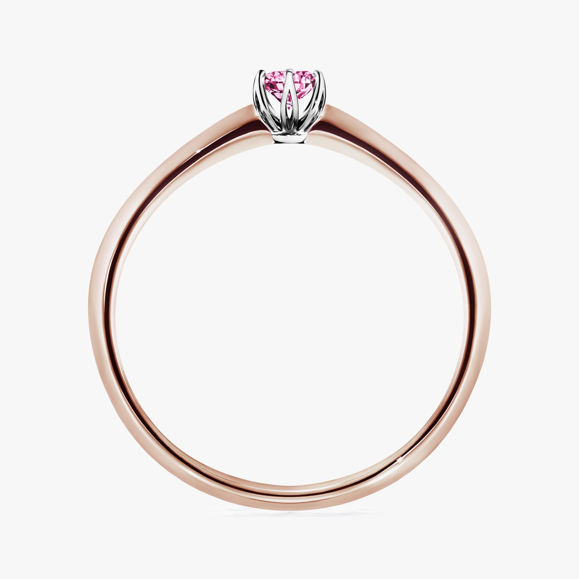 Pierscionek zareczynowy z diamentem rozowy 010 CT z rozowego zlota my daisy 02