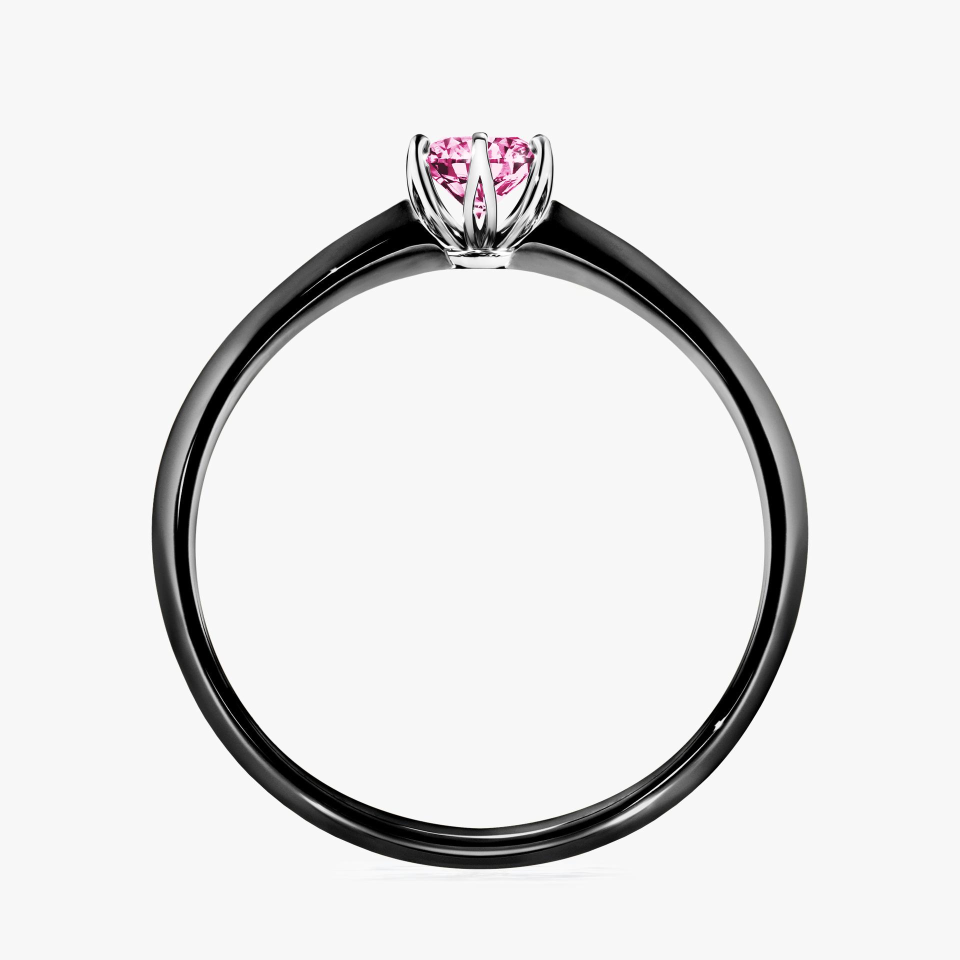 Pierscionek zareczynowy z diamentem rozowy 025 CT z czarnego zlota my daisy 02