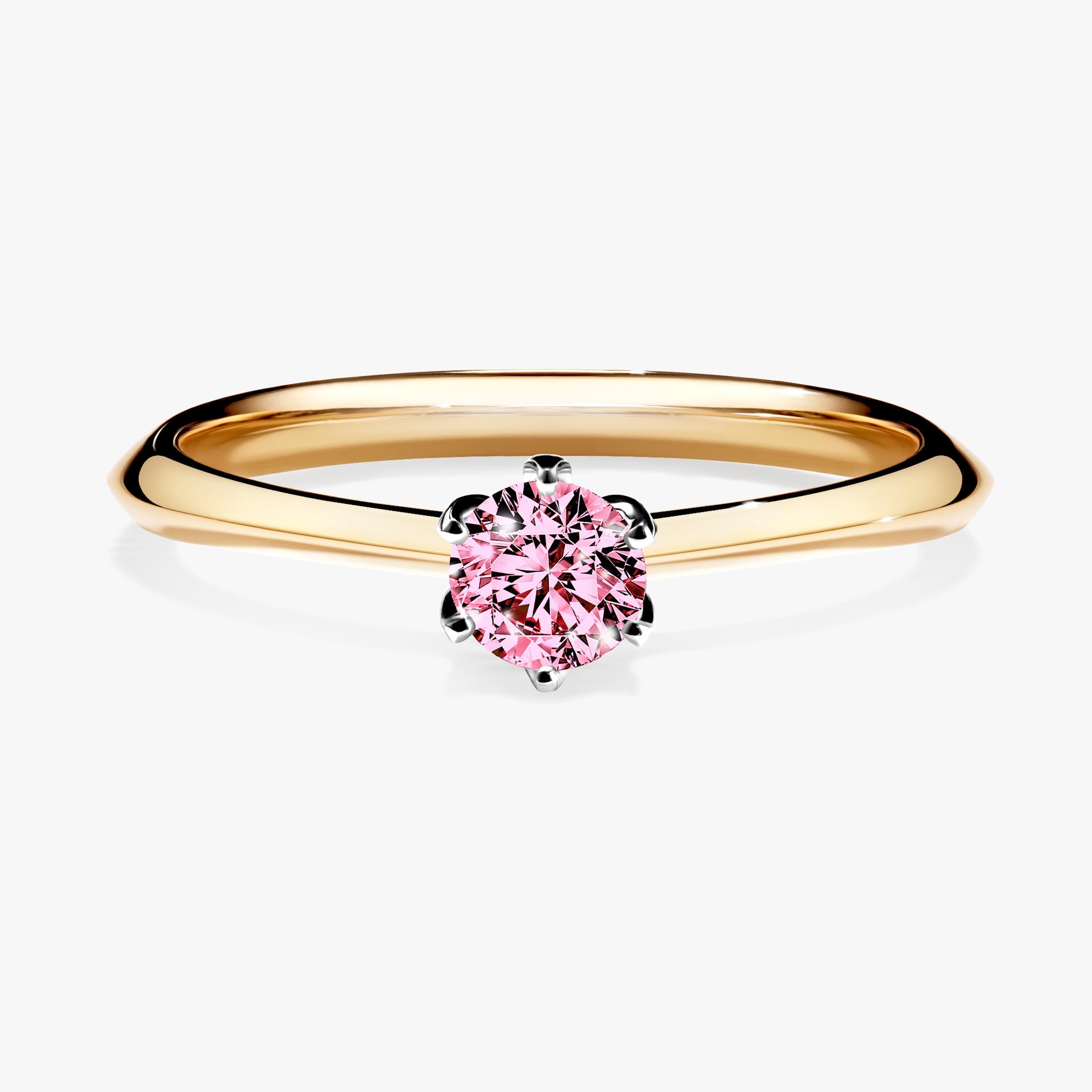 Pierscionek zareczynowy z diamentem rozowy 025 CT z zoltego zlota my daisy 01