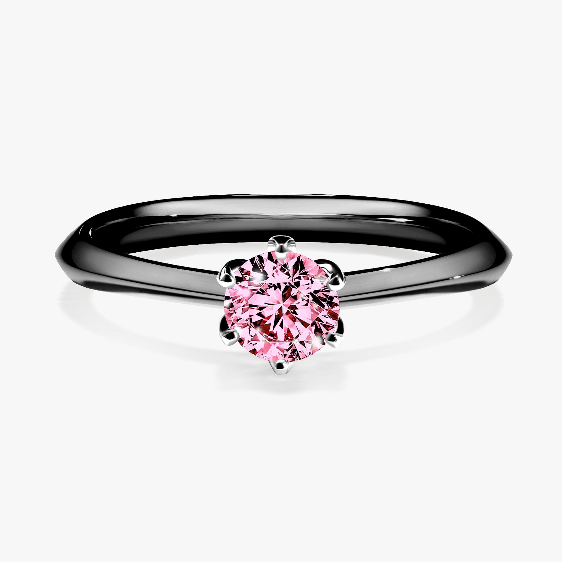 Pierscionek zareczynowy z diamentem rozowy 030 CT z czarnego zlota my daisy 01