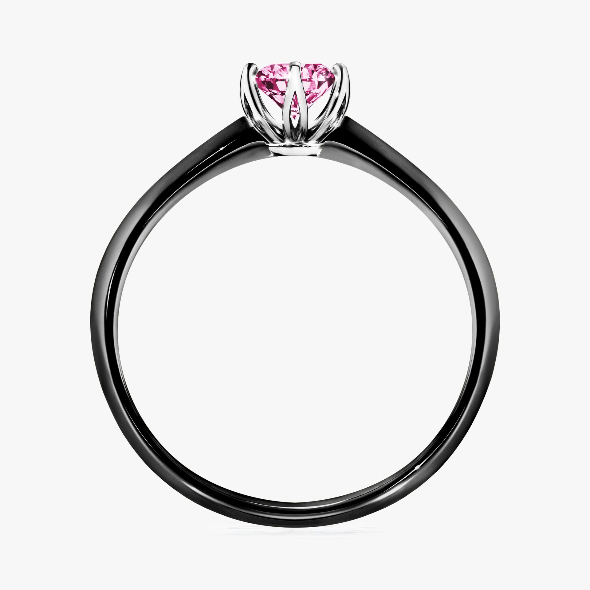 Pierscionek zareczynowy z diamentem rozowy 030 CT z czarnego zlota my daisy 02