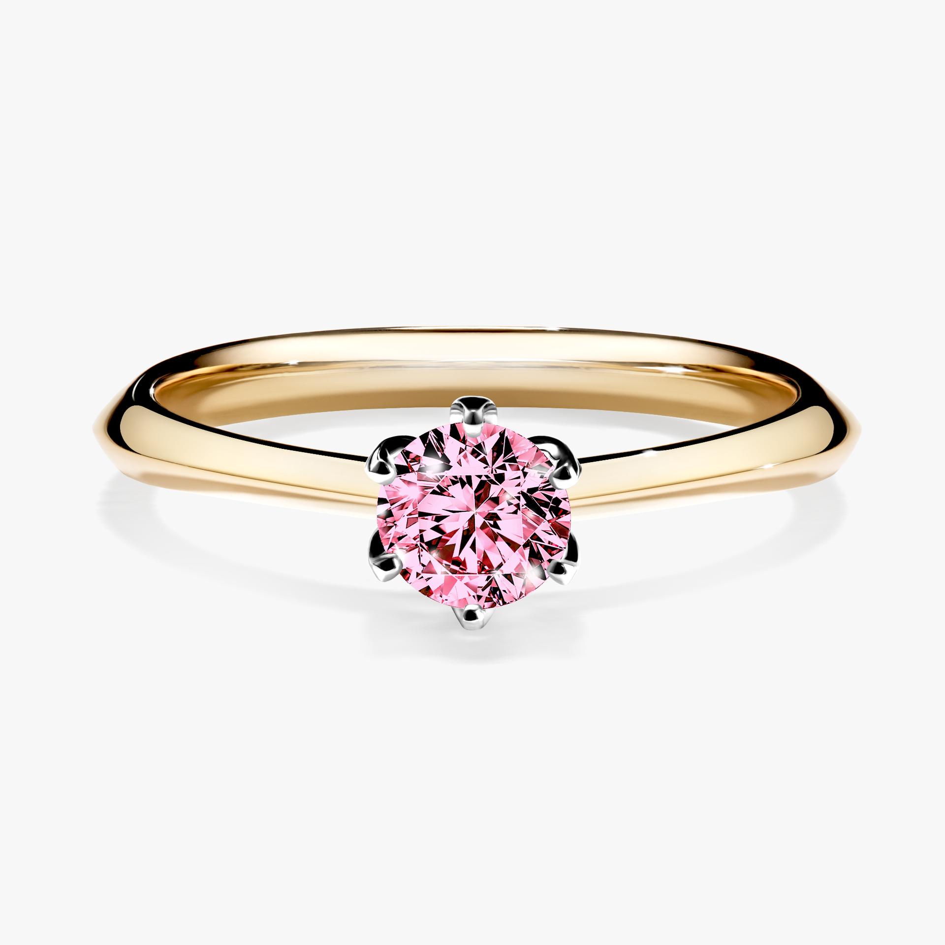Pierscionek zareczynowy z diamentem rozowy 030 CT z zoltego zlota my daisy 01