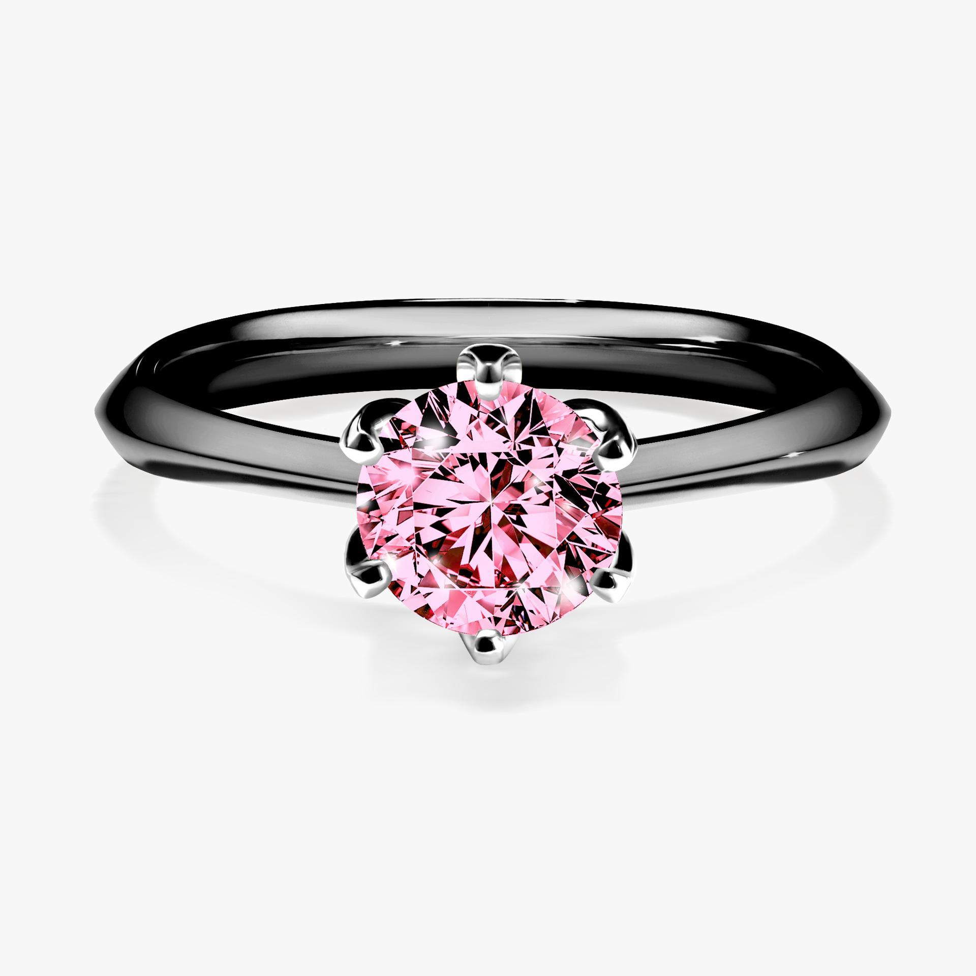 Pierścionek zaręczynowy My Daisy z czarnego złota z różowym diamentem 0,80ct